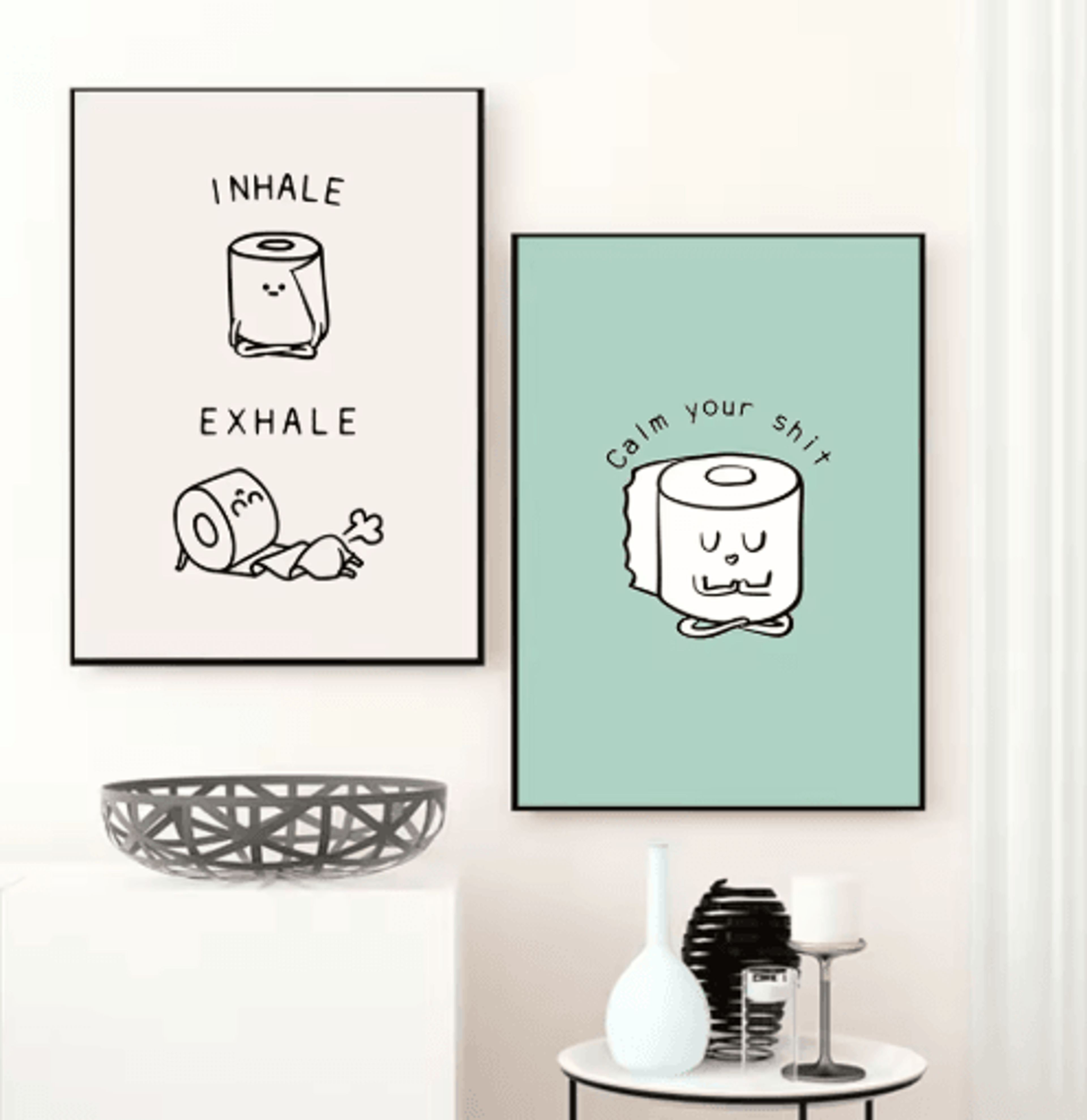 Funny Yoga Toilet Bathroom Wall Art Minimalist Quote Canvas Print 7