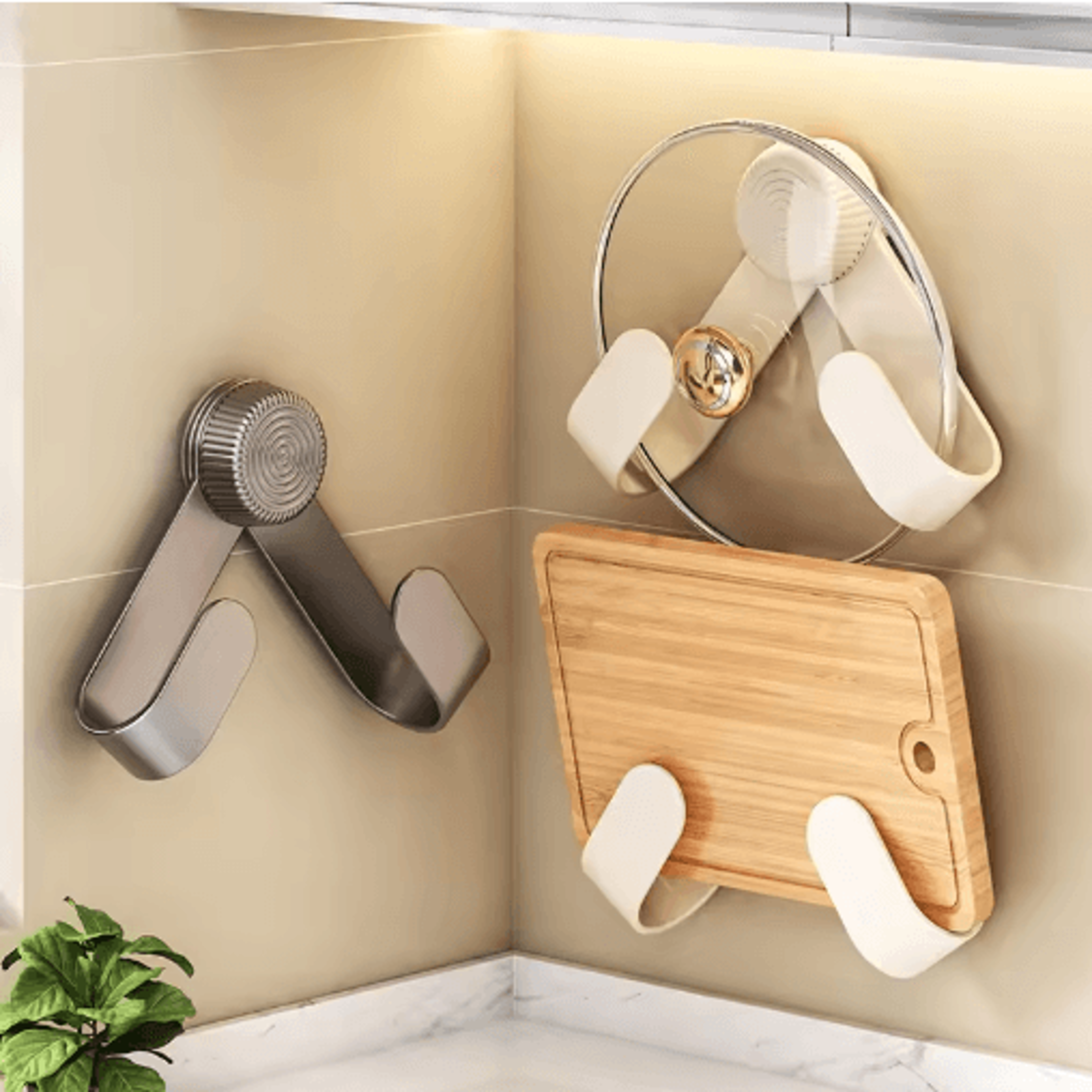 WallMounted Pot Lid  Cutting Board Holder  NoDrill MultiPurpose Kitchen Organizer 7