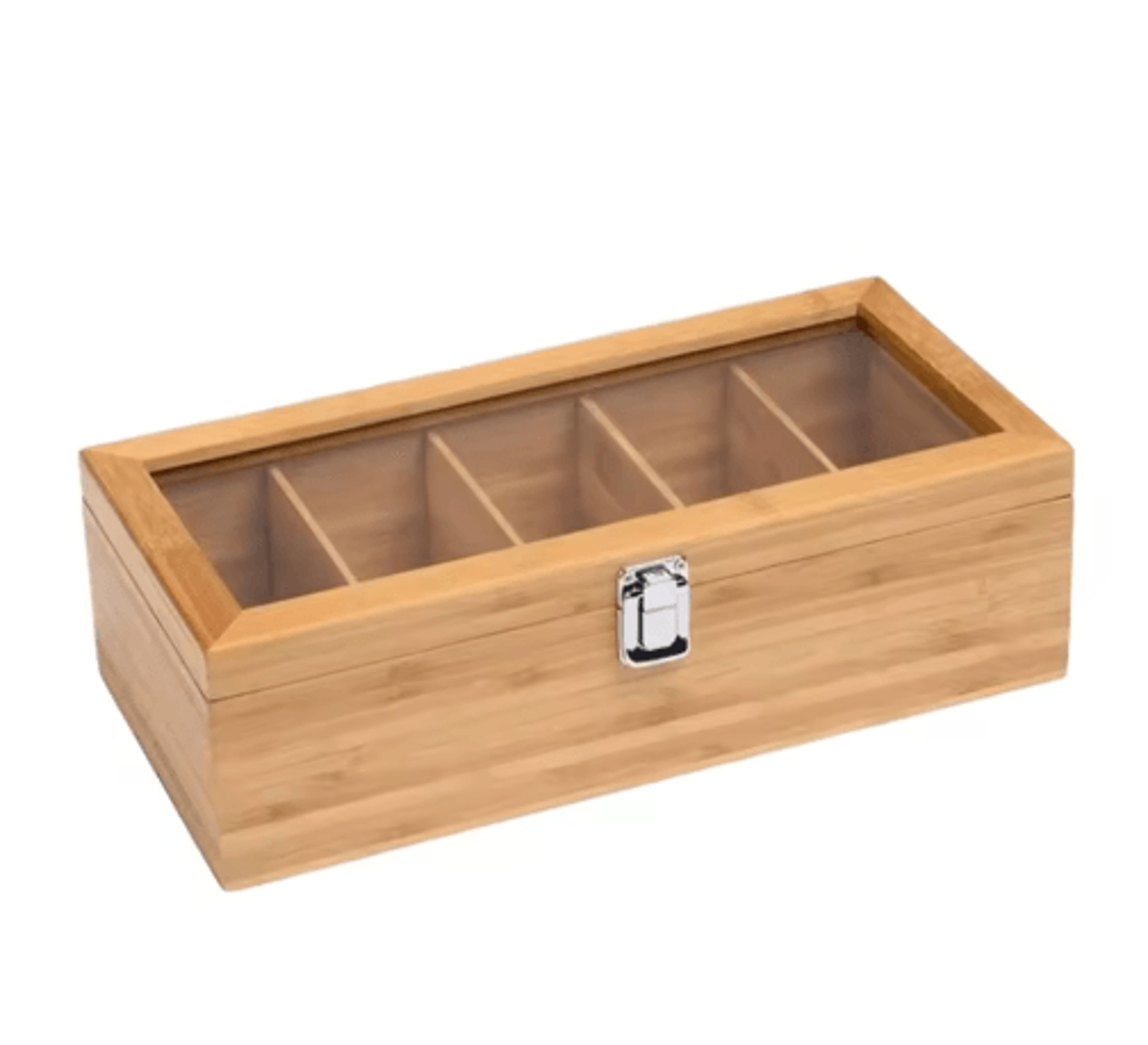 Bamboo Tea Bag Storage Box  5Compartment Organizer For Tea  Spices 1