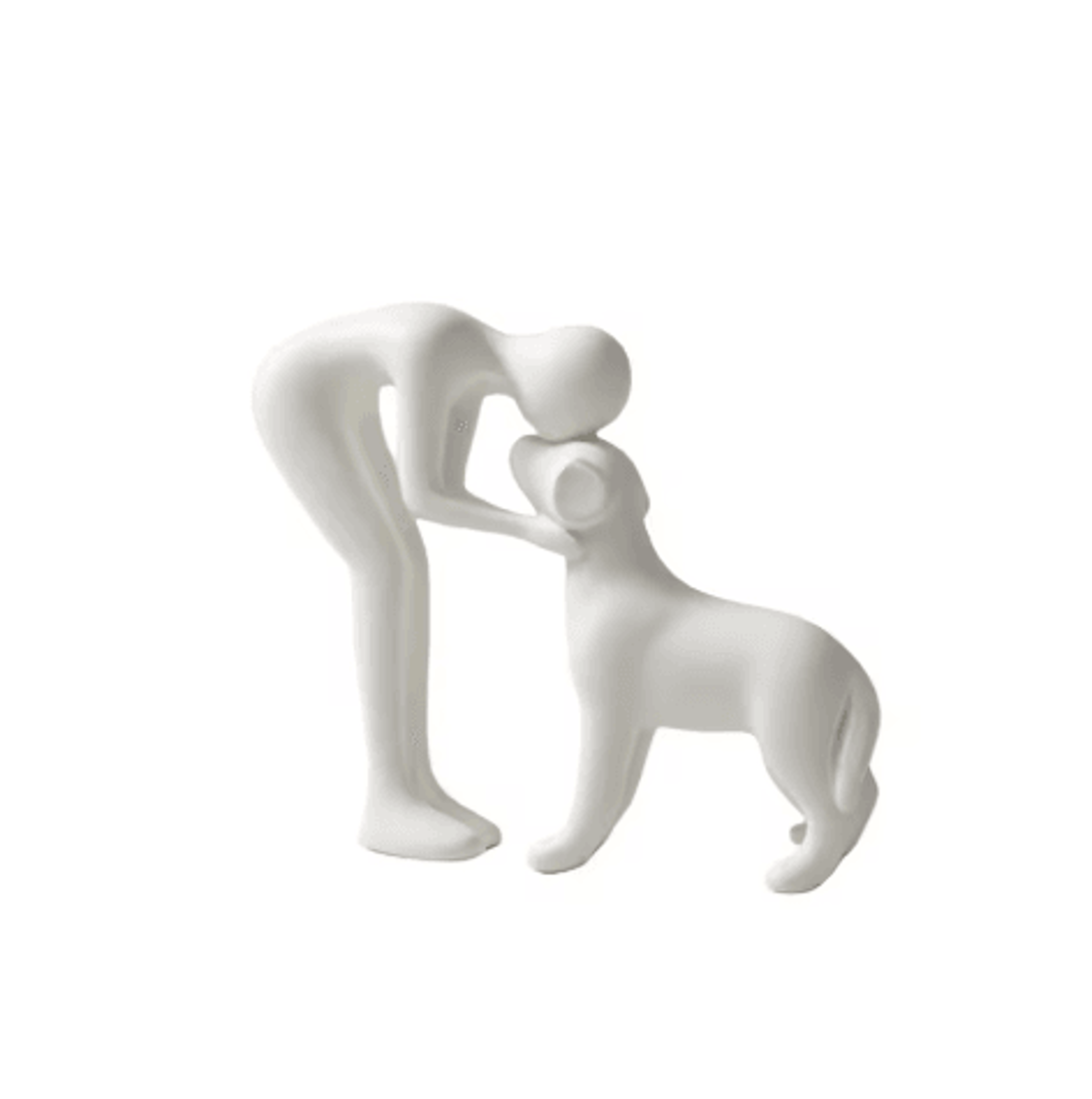 Elegant Black Dog  Owner Statue For Home Decoration 2