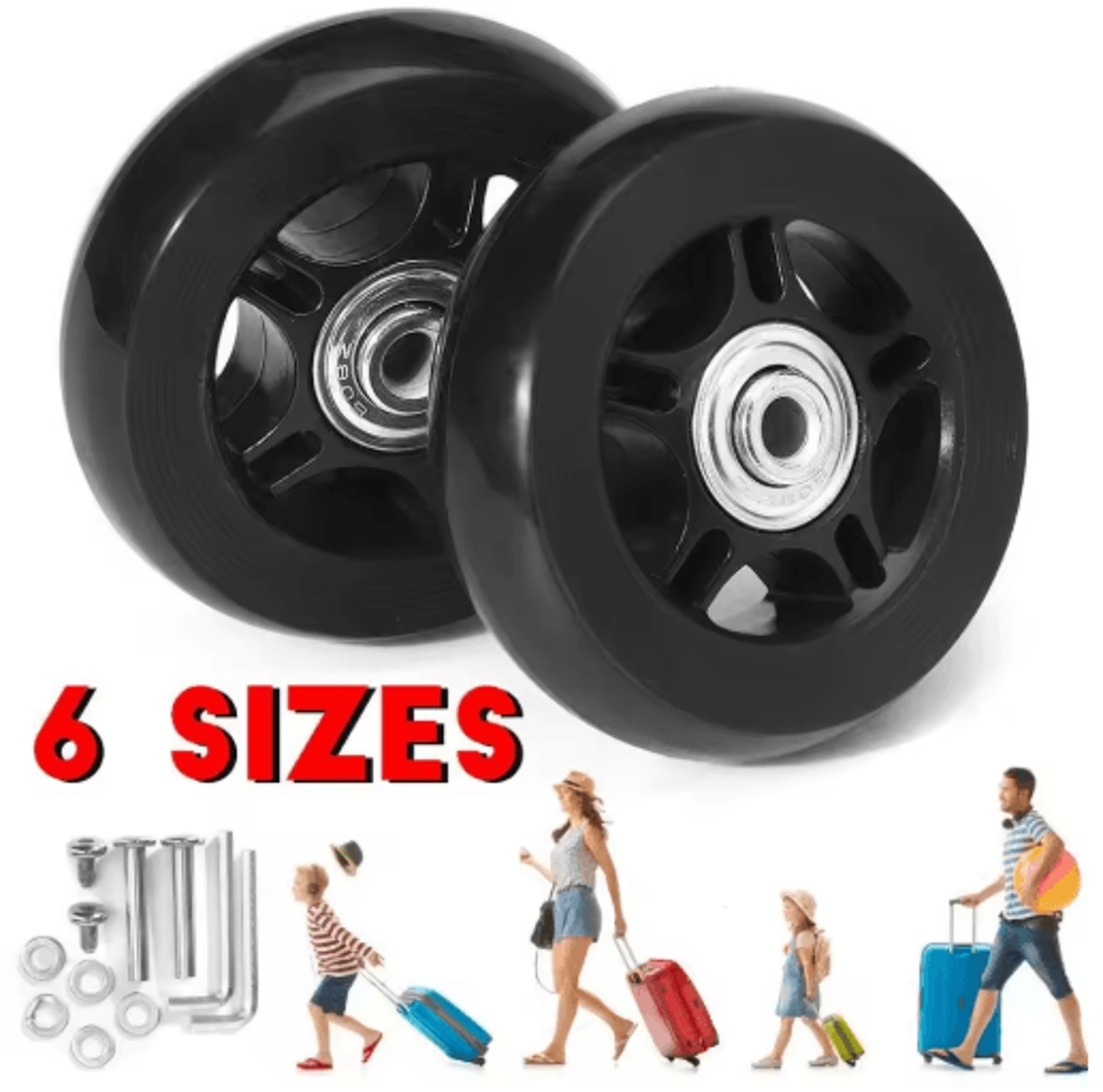 Silent Replacement Luggage Wheels Repair Kit With Axles  Screws 0