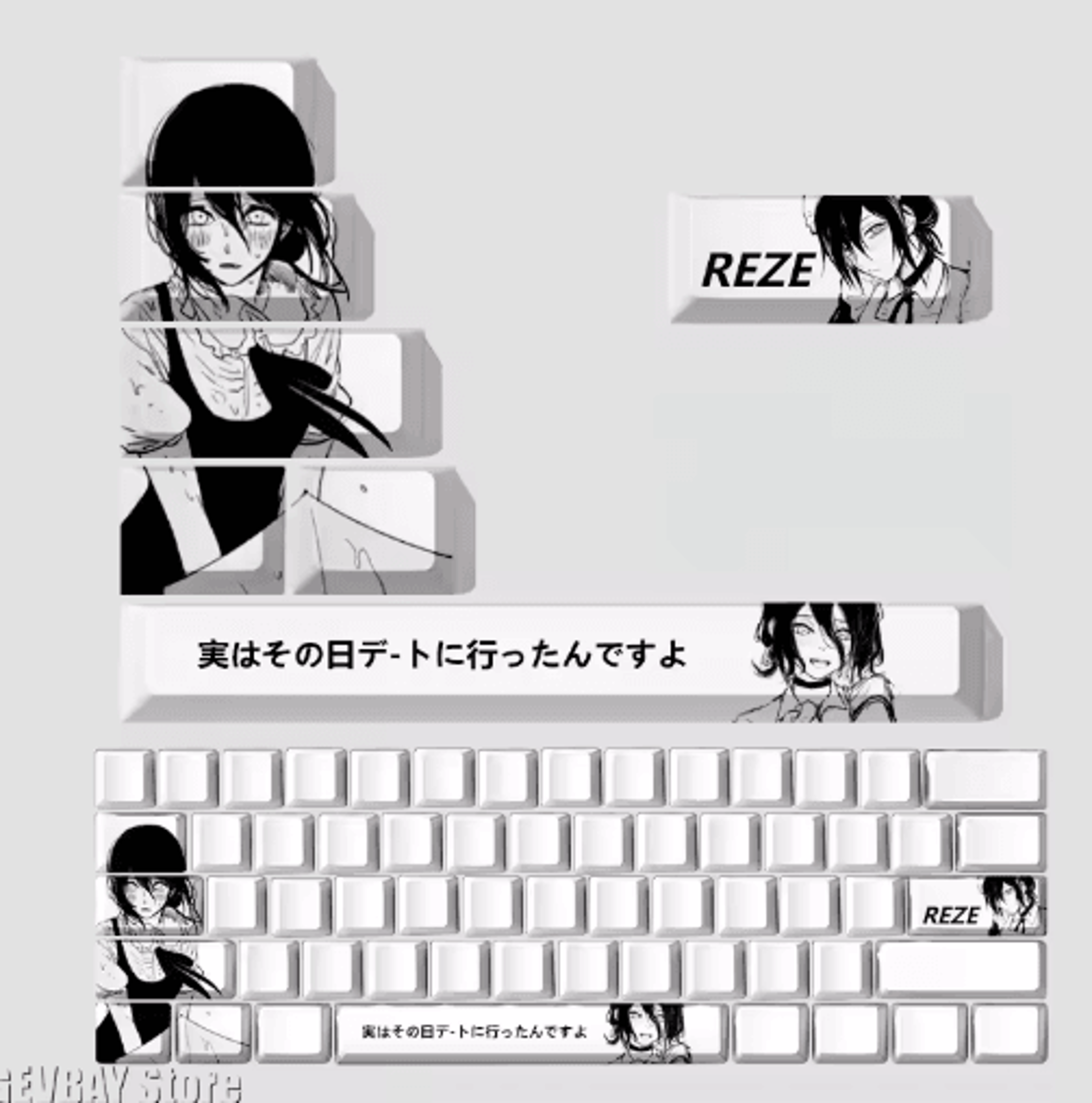 Reze Anime Keycaps Set  PBT Cherry Profile Mechanical Keyboard Keycaps 5