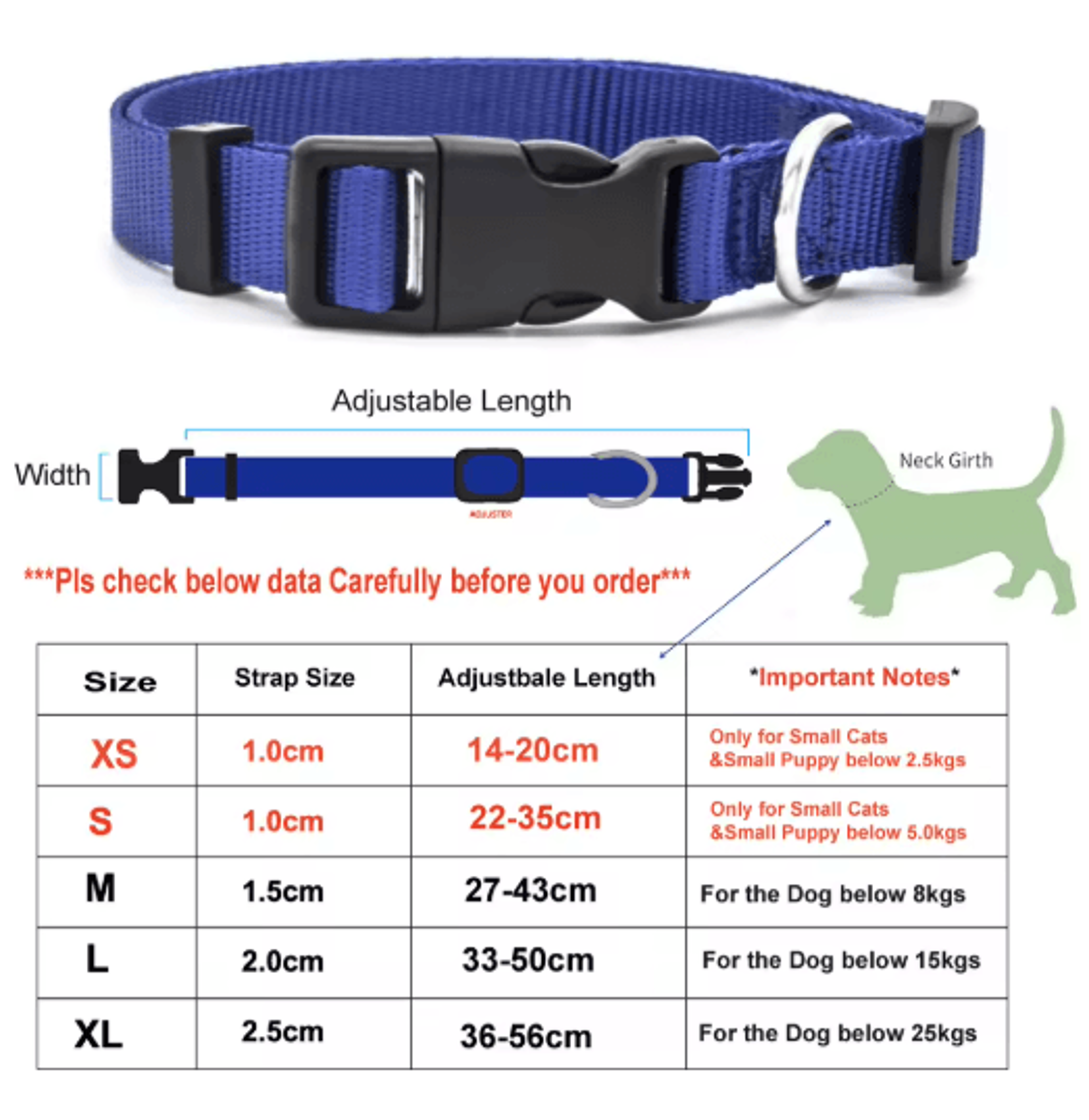 Adjustable Nylon Pet Collar For Puppies Kittens Dogs  Cats 13