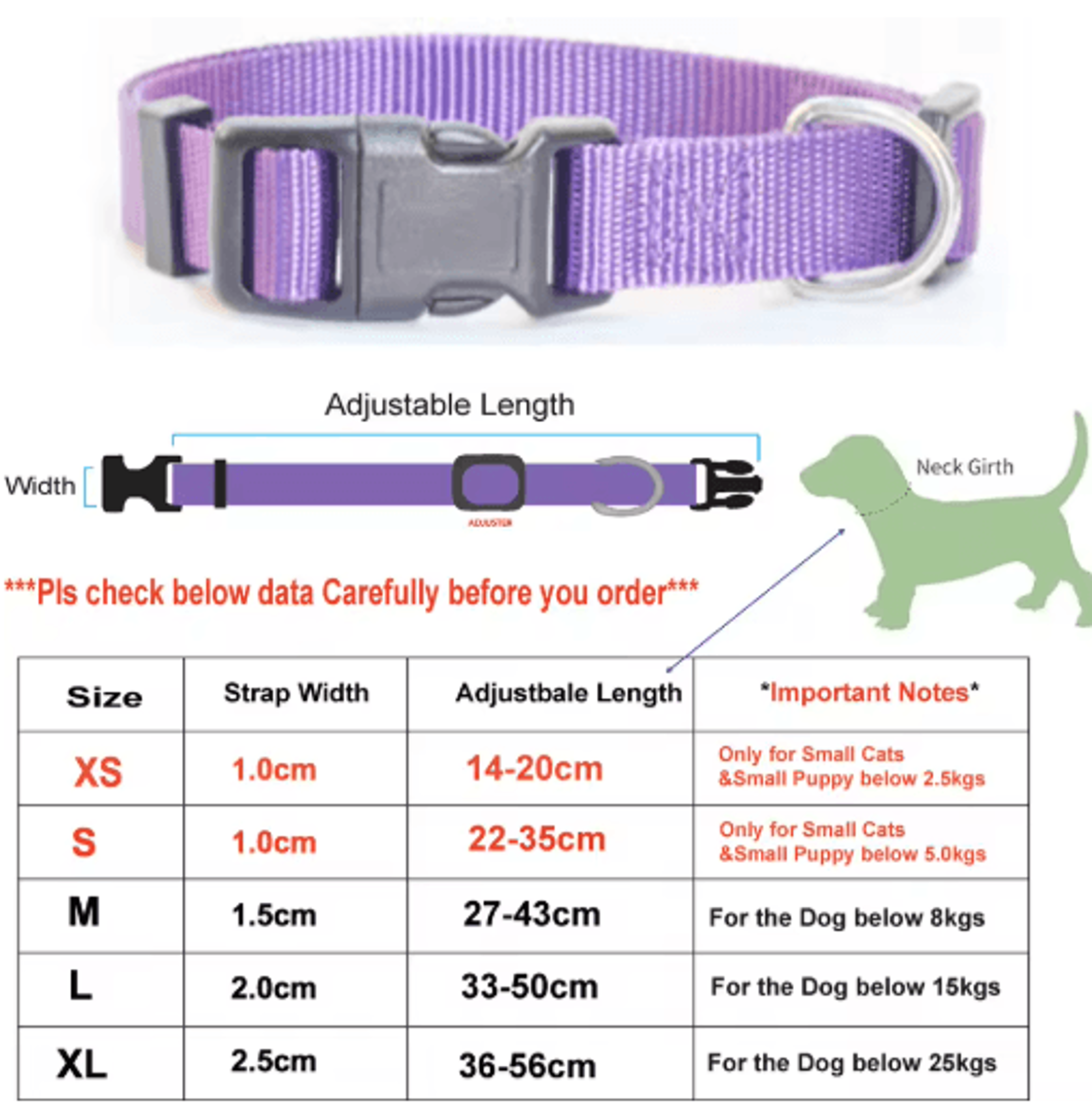 Adjustable Nylon Pet Collar For Puppies Kittens Dogs  Cats 5