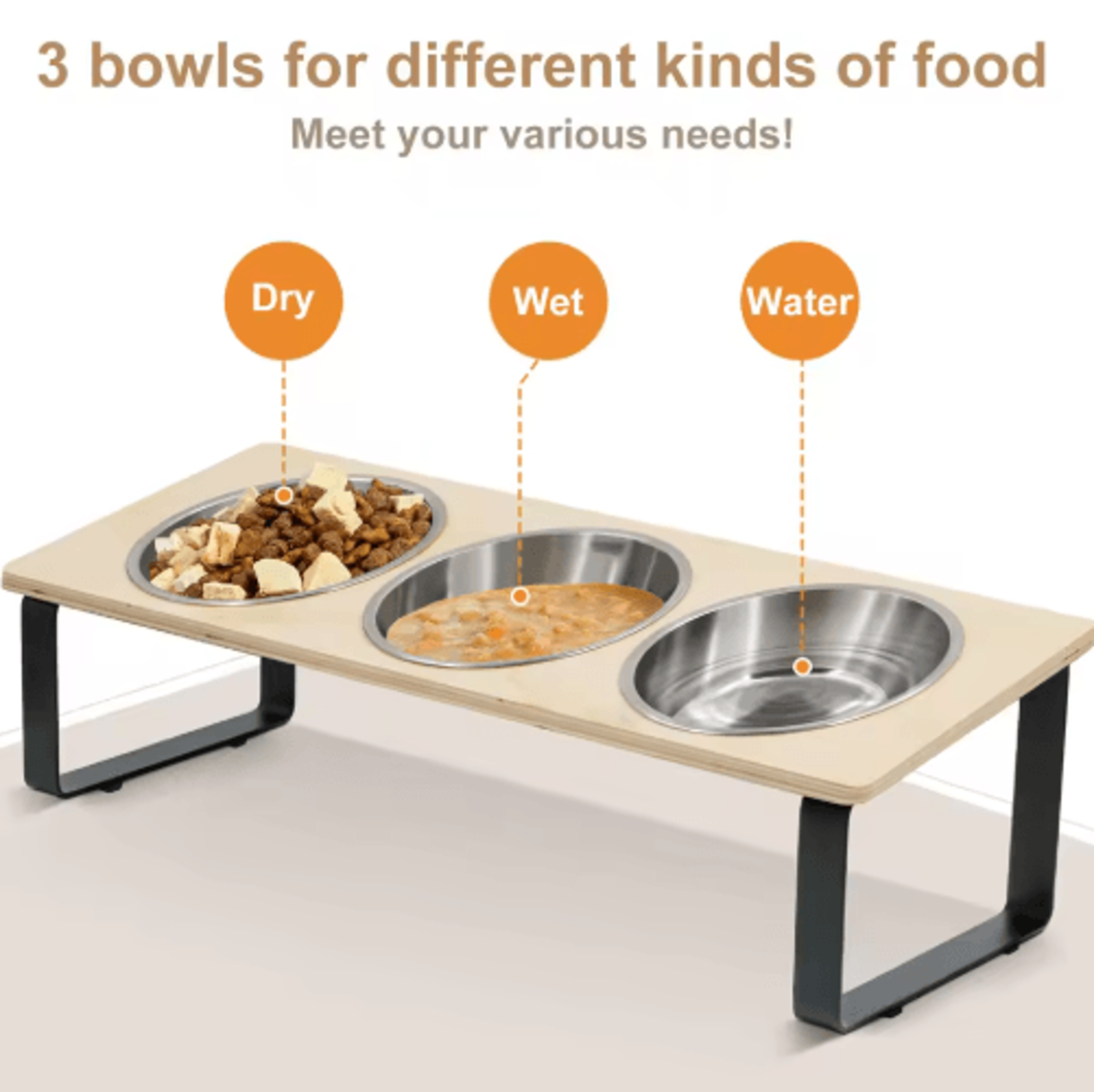 15 Tilted Elevated Cat Bowls  Raised Stainless Steel Feeding Set For Cats  Small Puppies 5