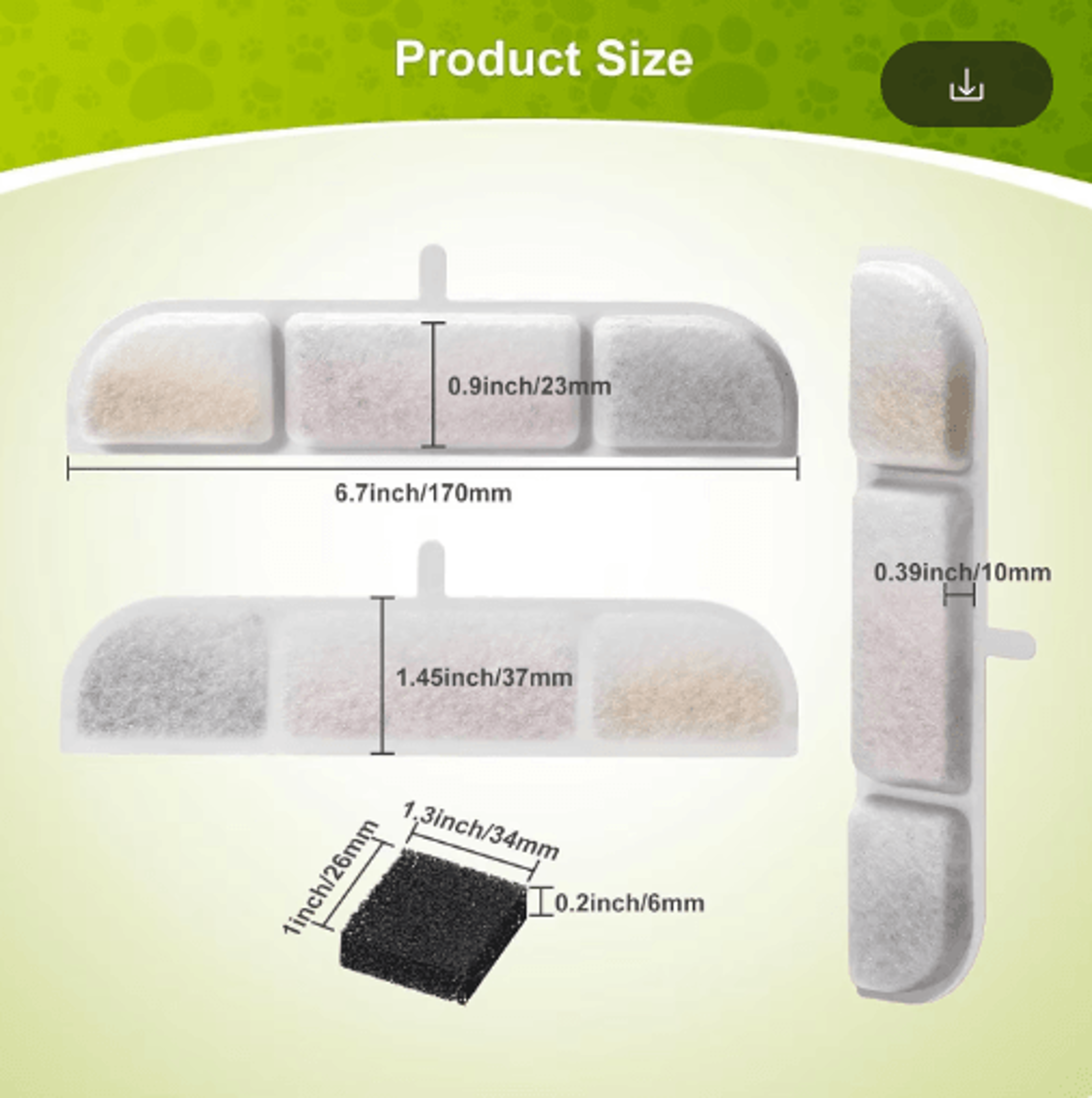 DownyPaws Activated Carbon Filter Replacement For Cat Water Fountain 6