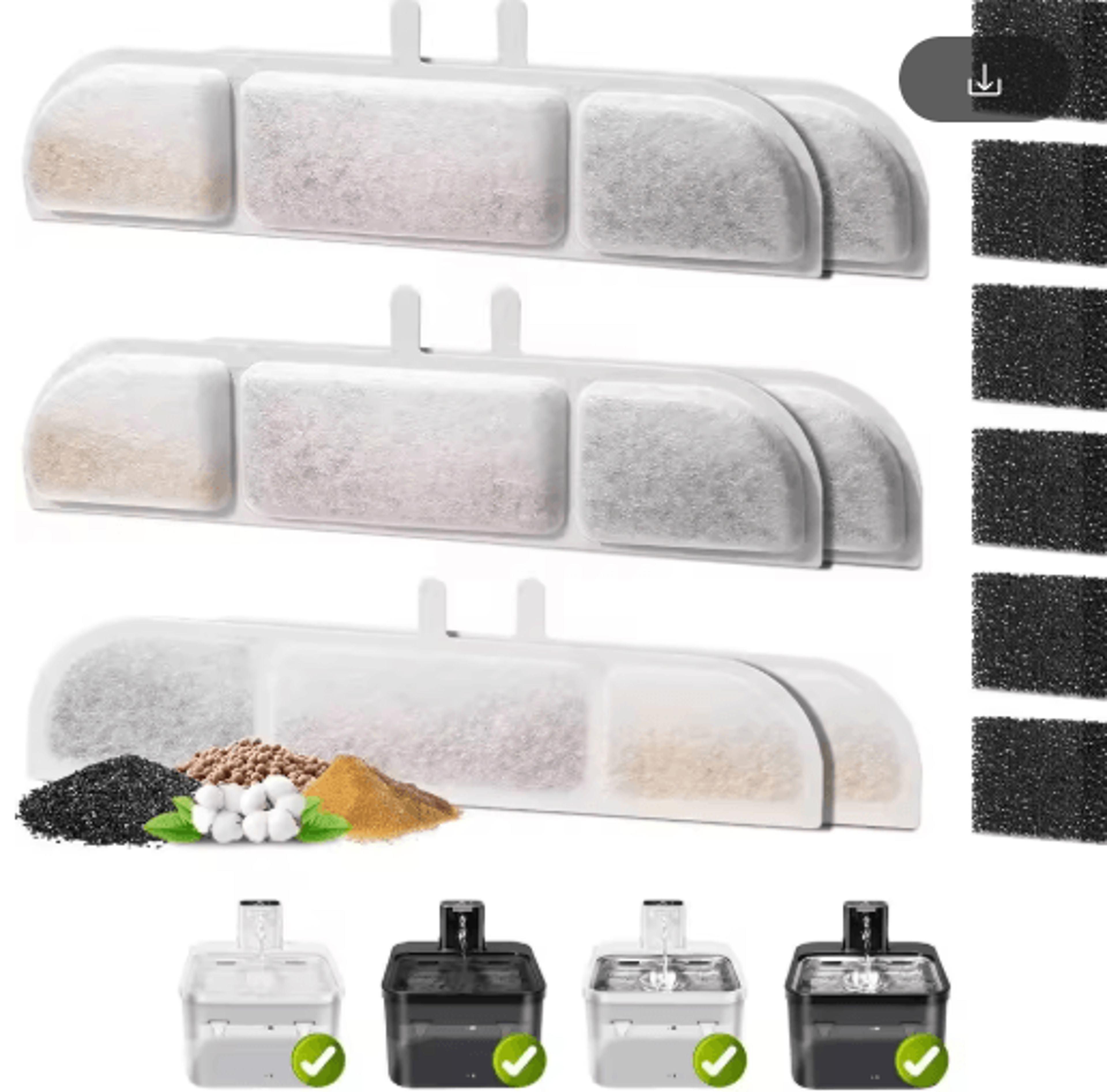 DownyPaws Activated Carbon Filter Replacement For Cat Water Fountain 7