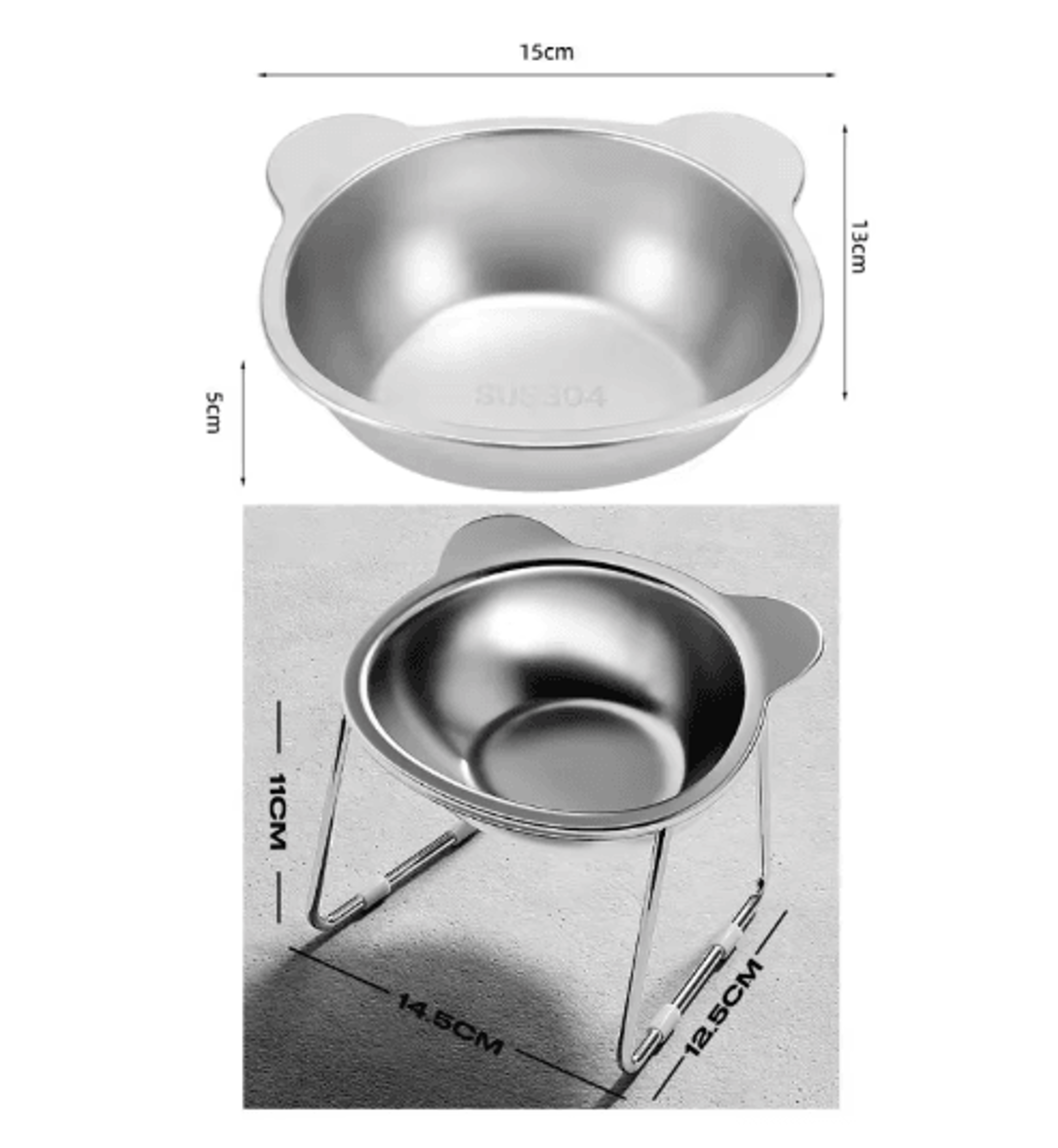 15 Tilted Raised Stainless Steel Cat Food  Water Bowl 4