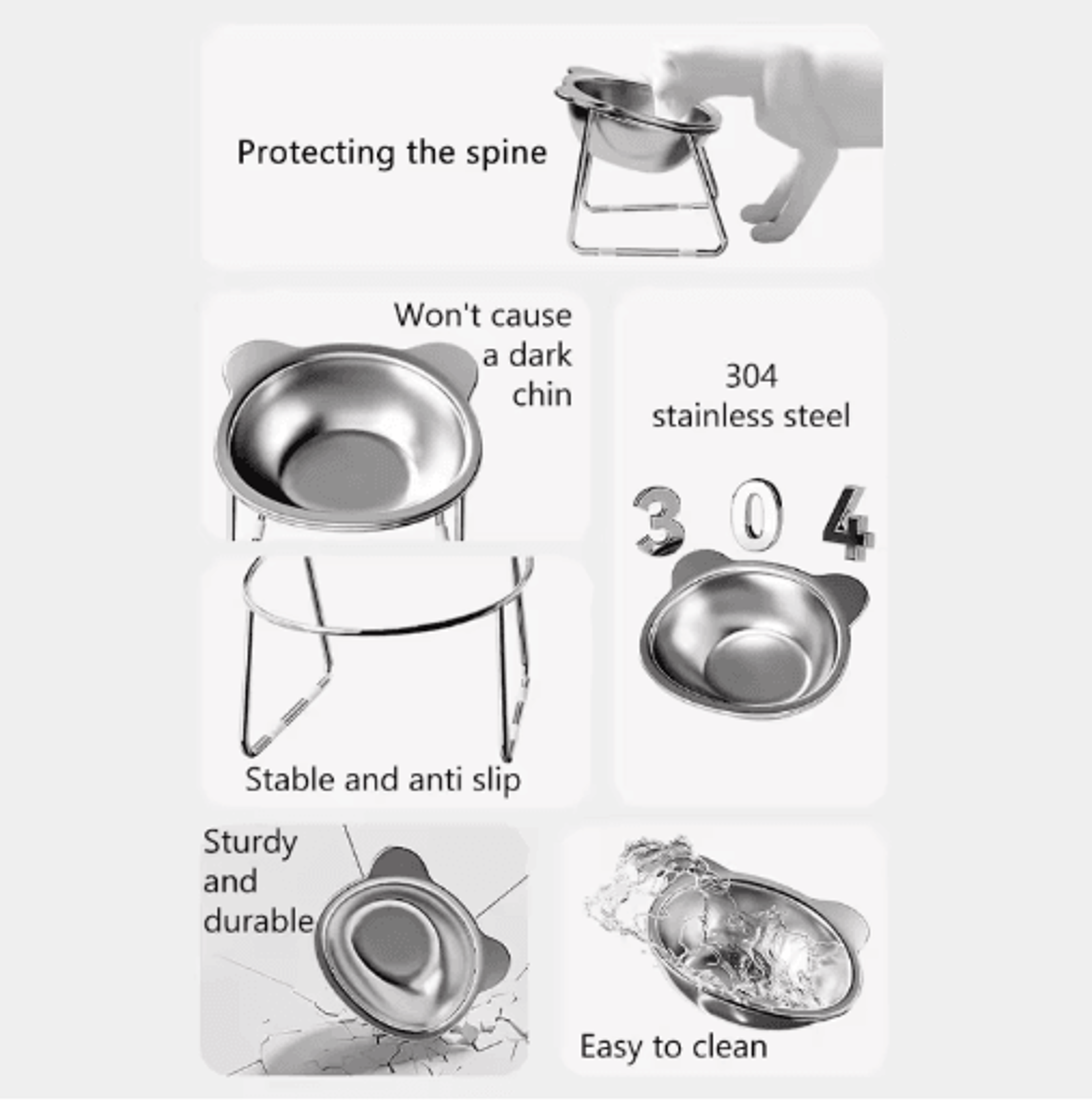 15 Tilted Raised Stainless Steel Cat Food  Water Bowl 6