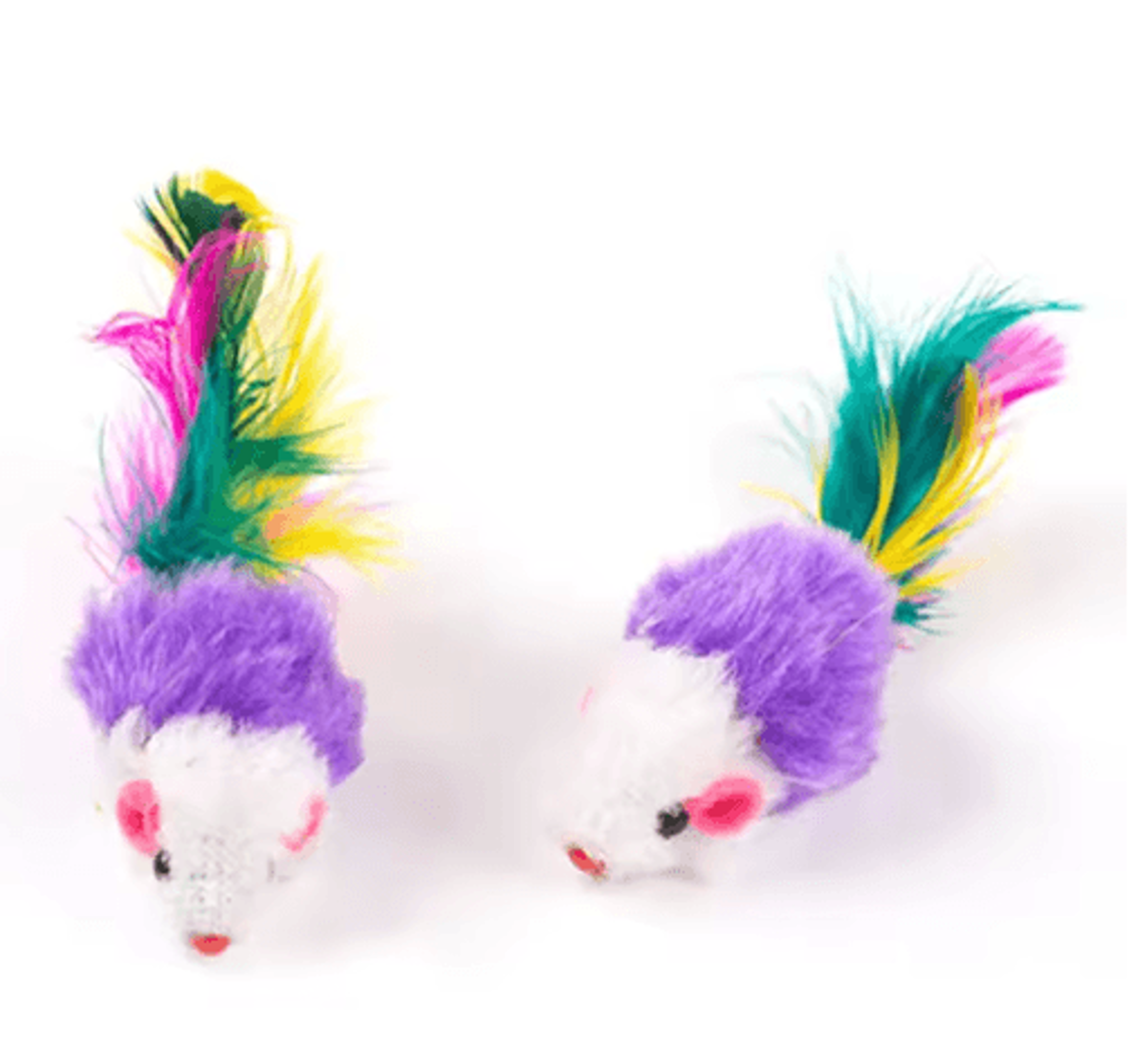 Cute Soft Wool Mouse Cat Toy With Colorful Feathers 3