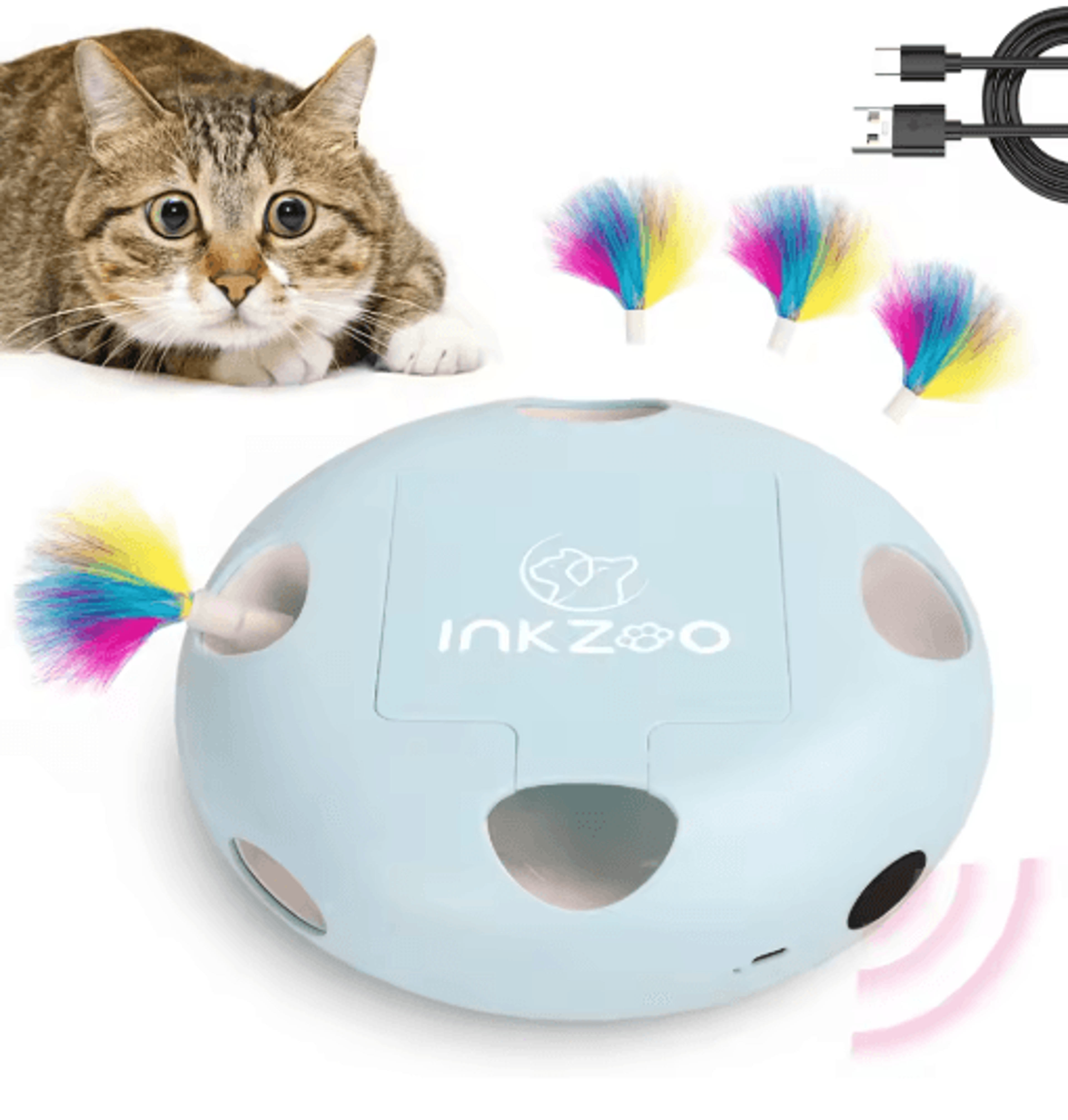 INKZOO Interactive Cat Toy Smart Automatic 7Hole WhackAMole Mouse Toy 2