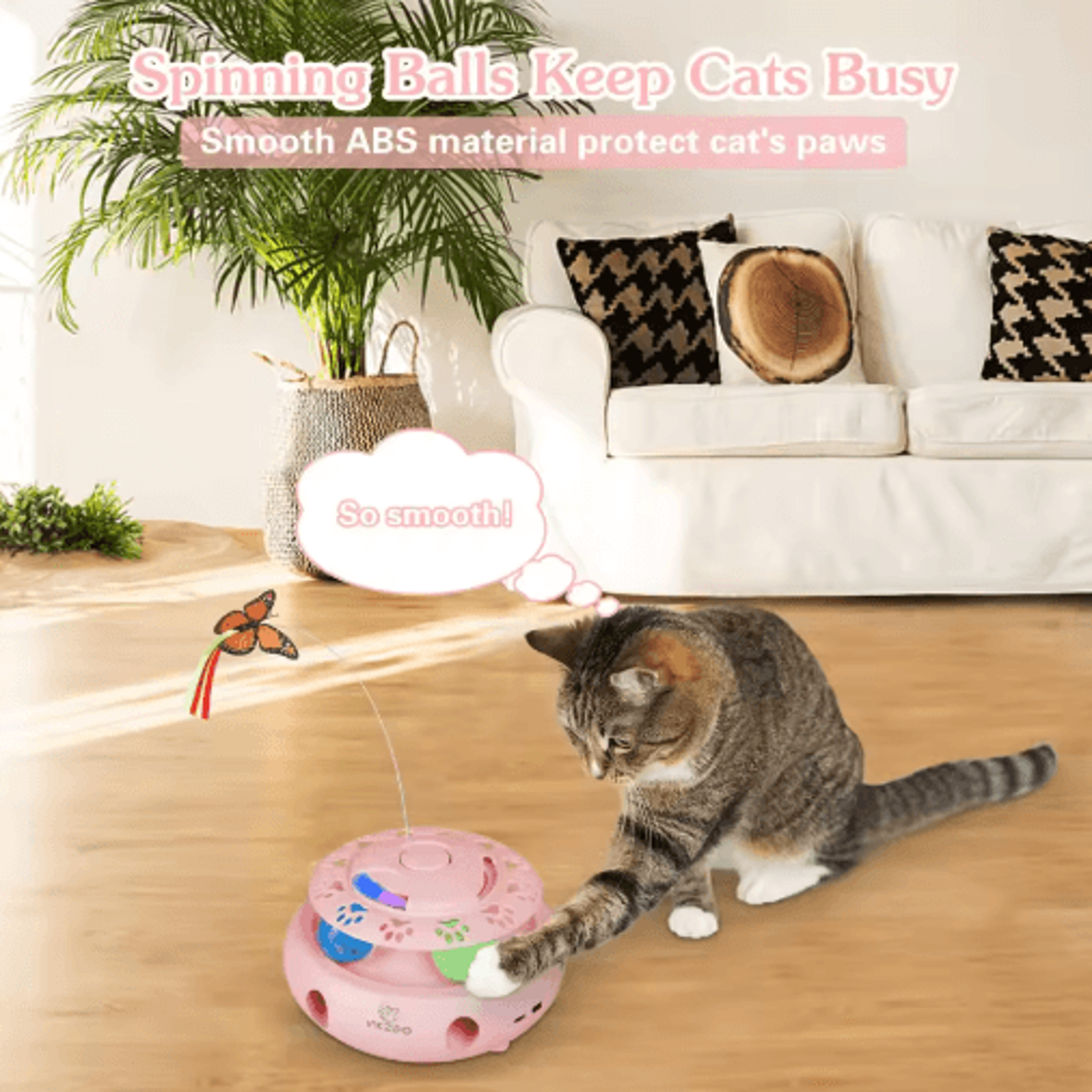 INKZOO 4in1 Interactive Cat Toy Automatic WhackAMole Butterfly  Track Ball Play Center 11