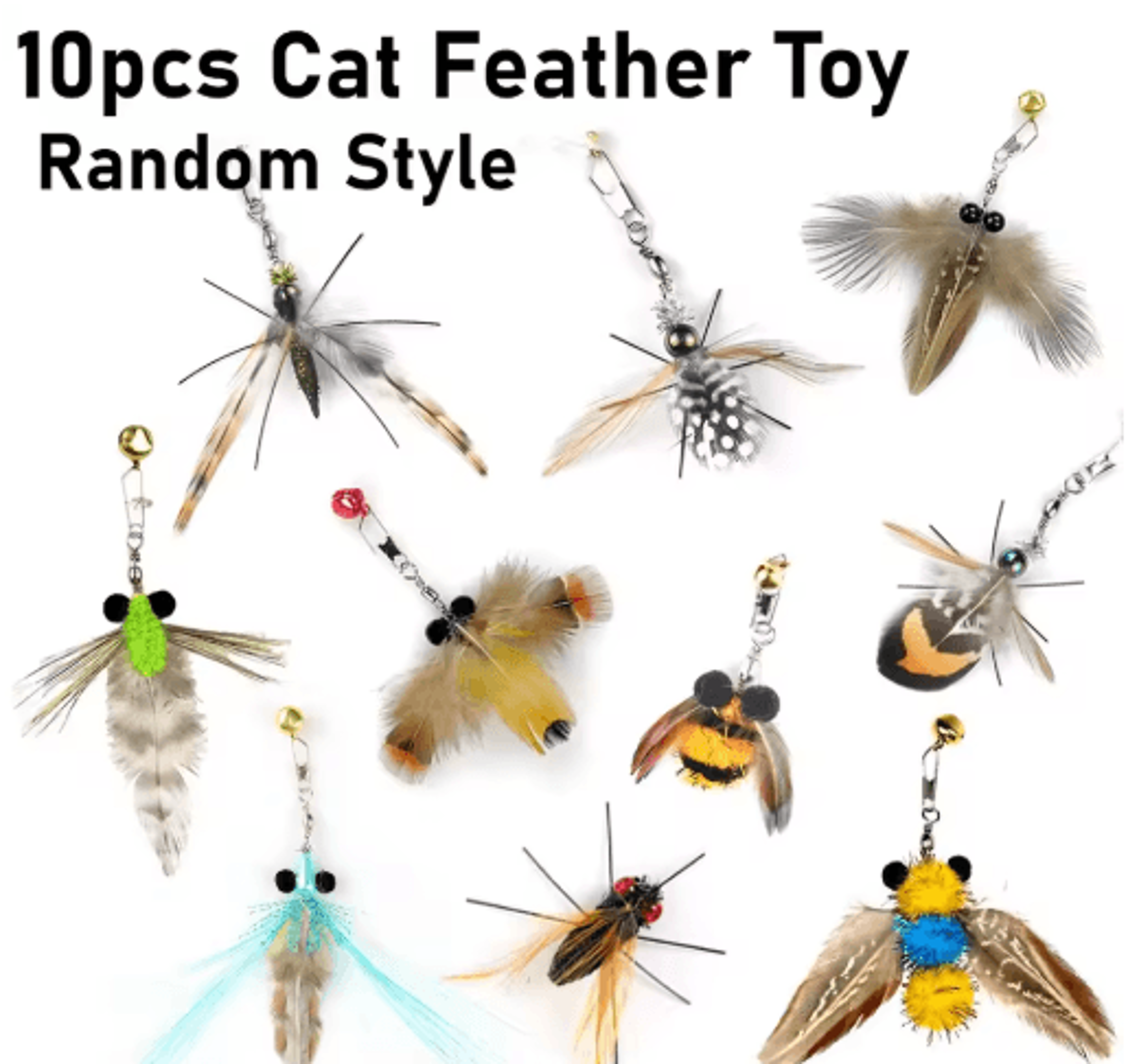 510pcs Cat Feather Toy Refill Set  Interactive Teaser Wand Replacement Heads 2