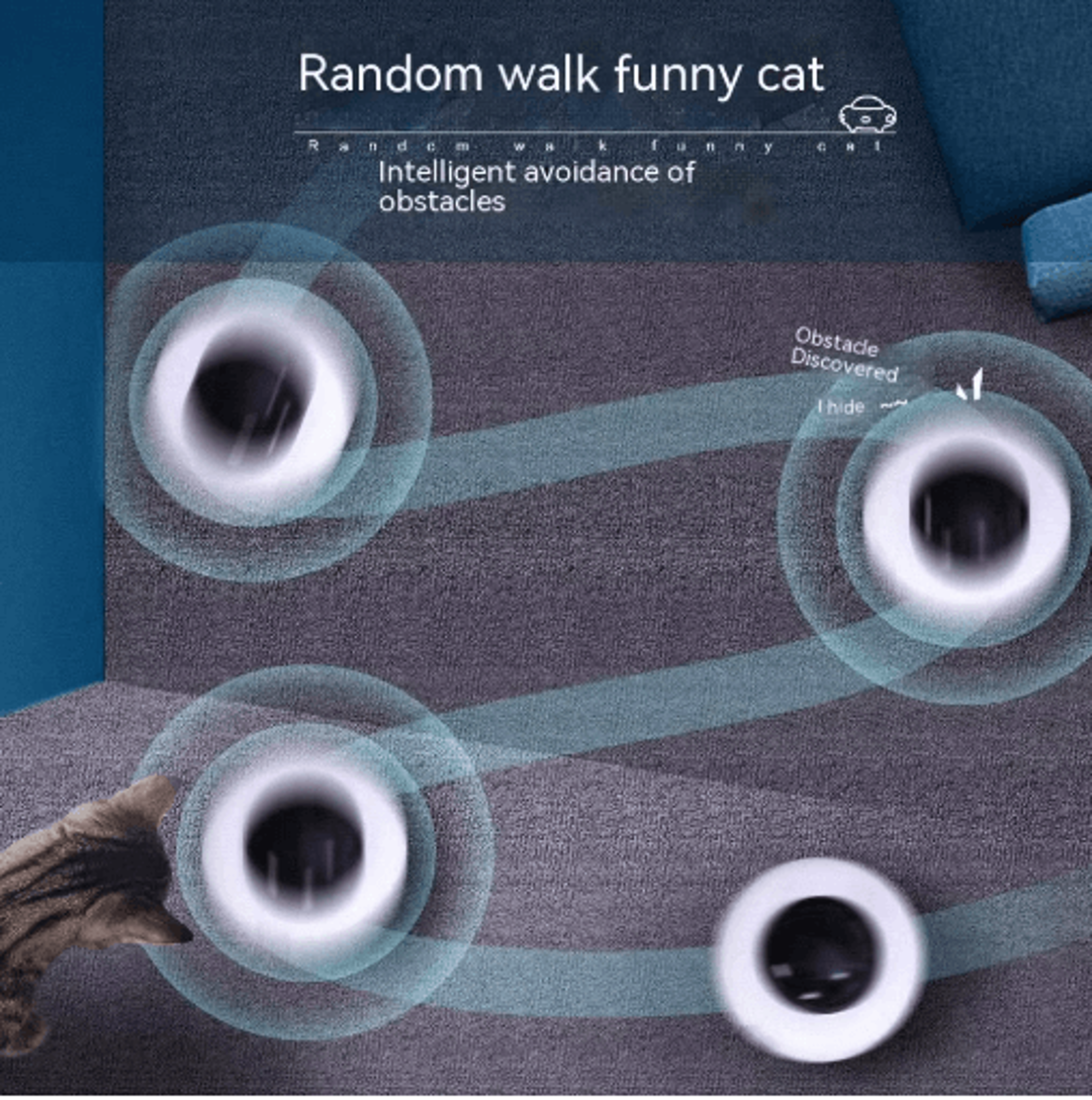 Smart UFO Automatic Cat Toy  USB Rechargeable Interactive Feather Teaser 3