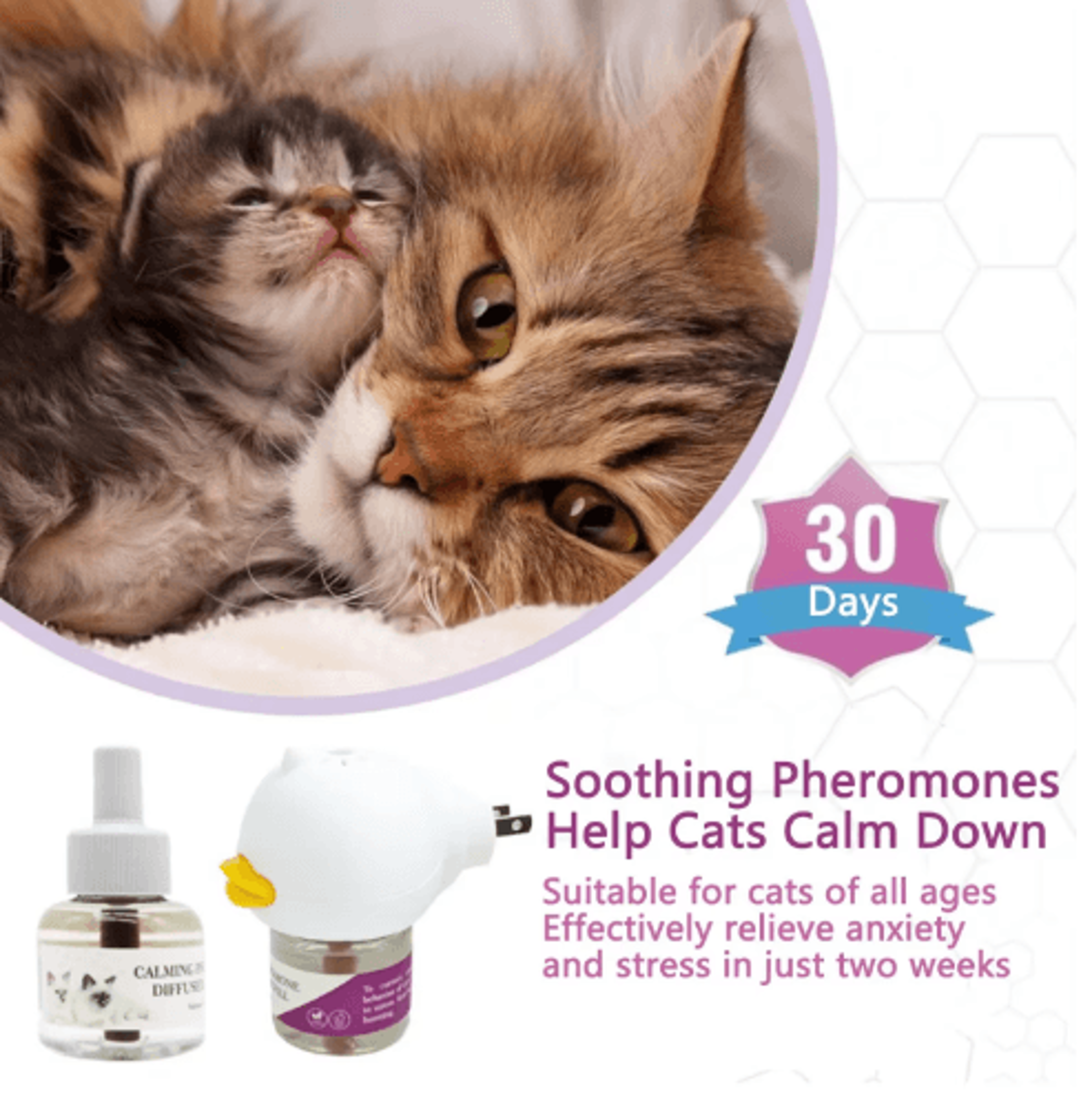 Cat Pheromone Diffuser Starter Kit  30Day Calming PlugIn For Stress Relief 7