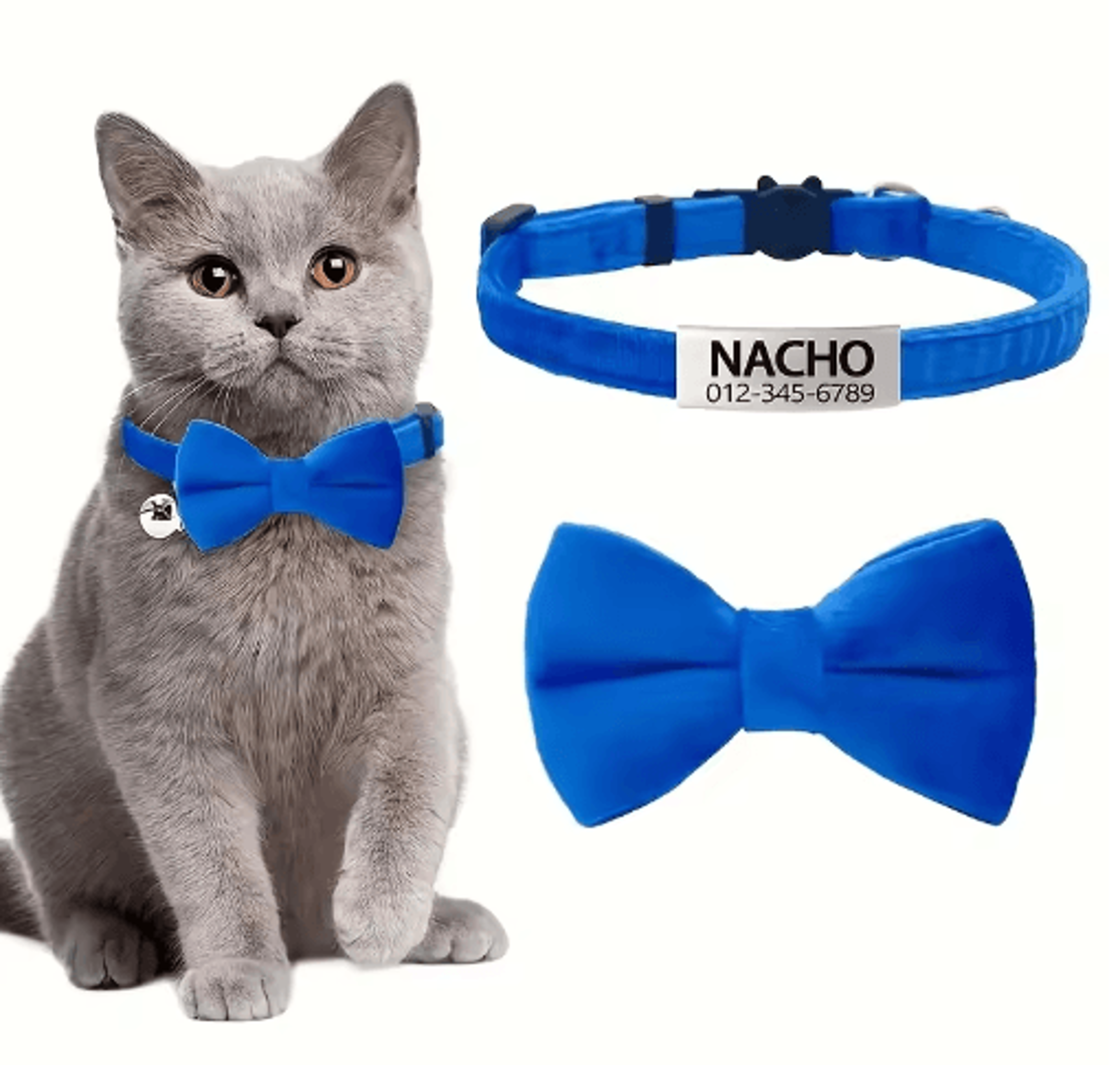Personalized Cat Bow Tie Collar  Adjustable Engraved ID Collar With Bell 2
