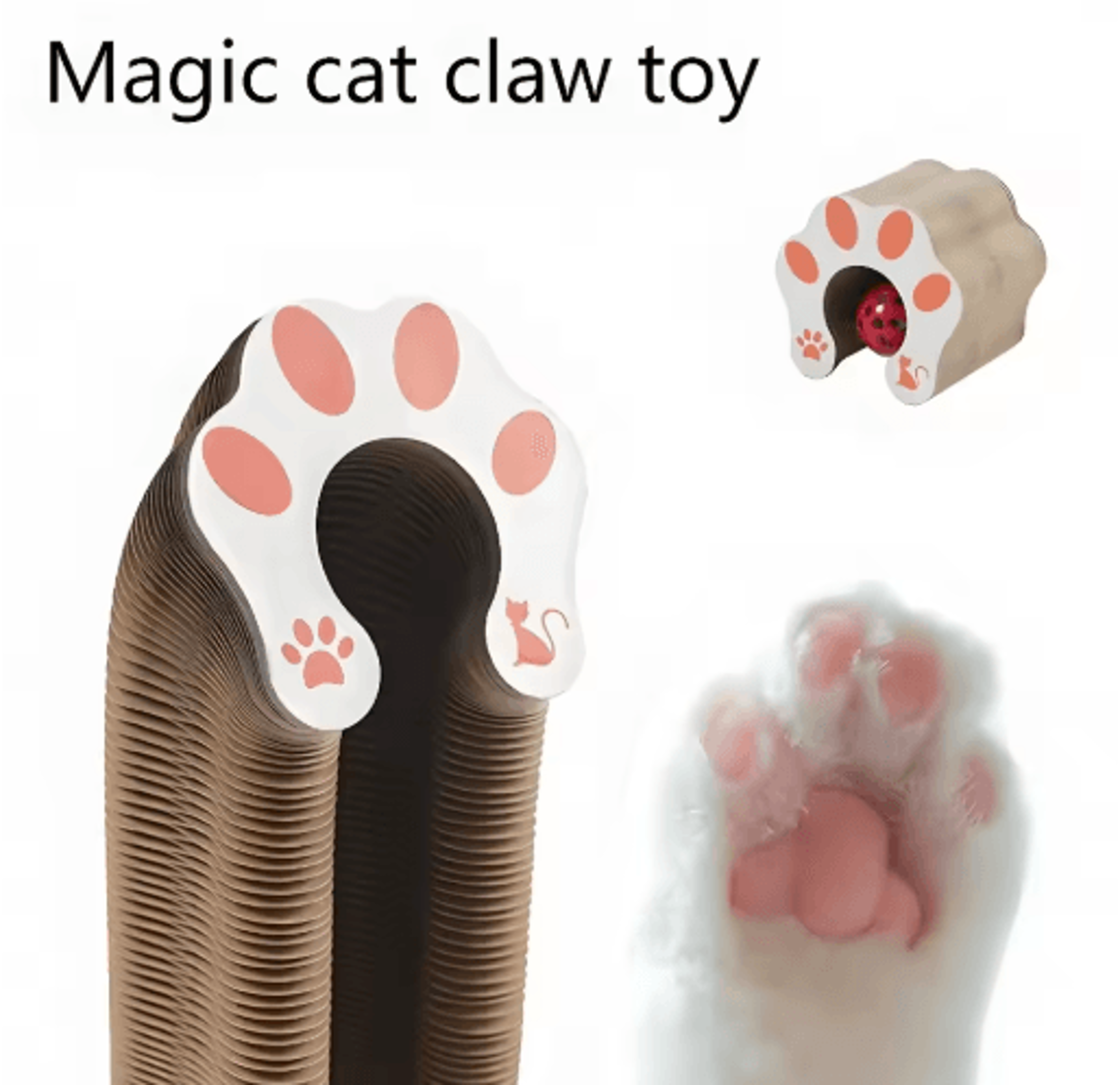 Interactive Accordion Cat Scratching Board With Ball  ShapeShifting Cardboard Cat Toy 6