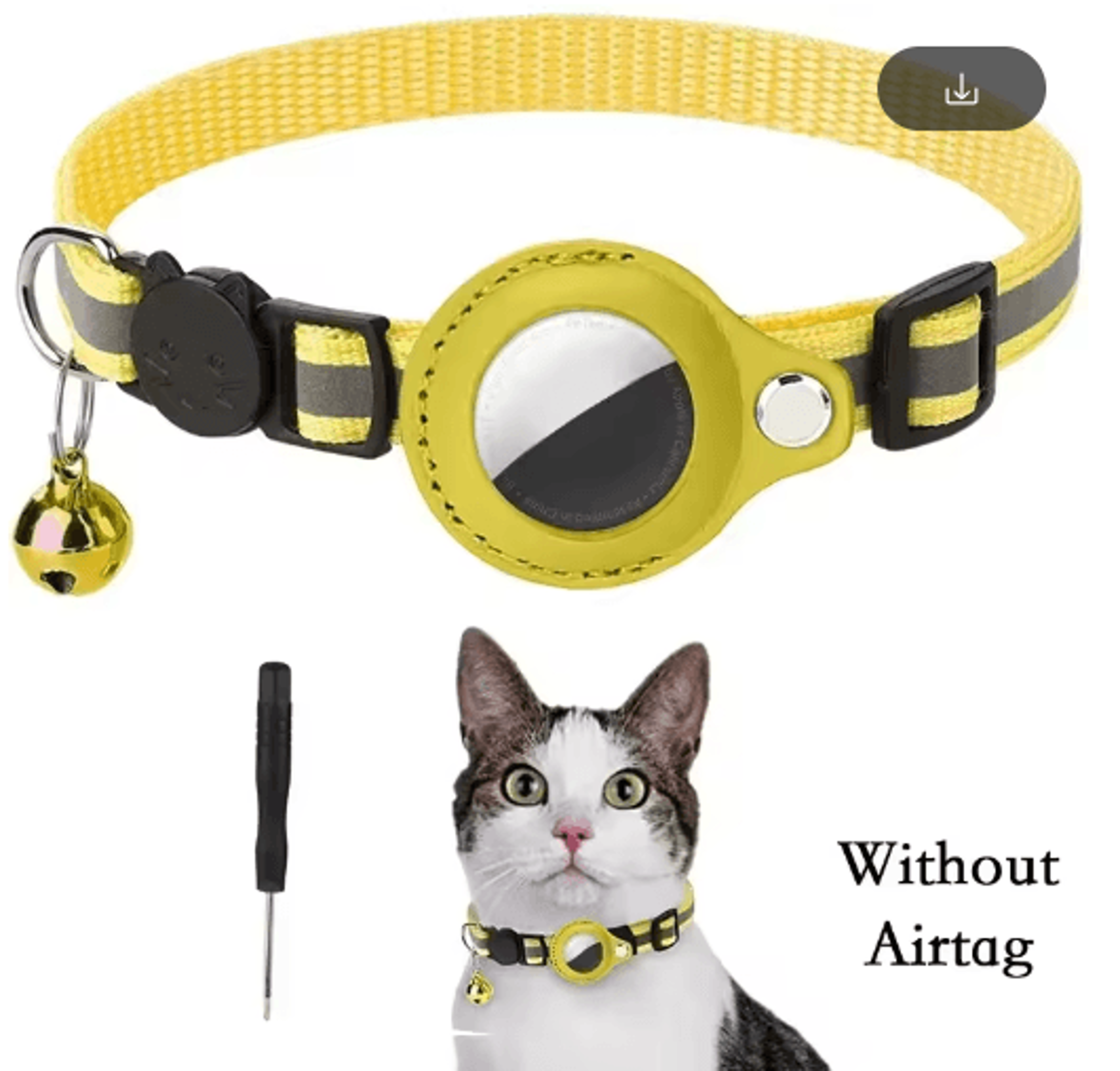 Reflective AirTag Cat Collar  AntiLost GPS Tracker Holder With Bell 2