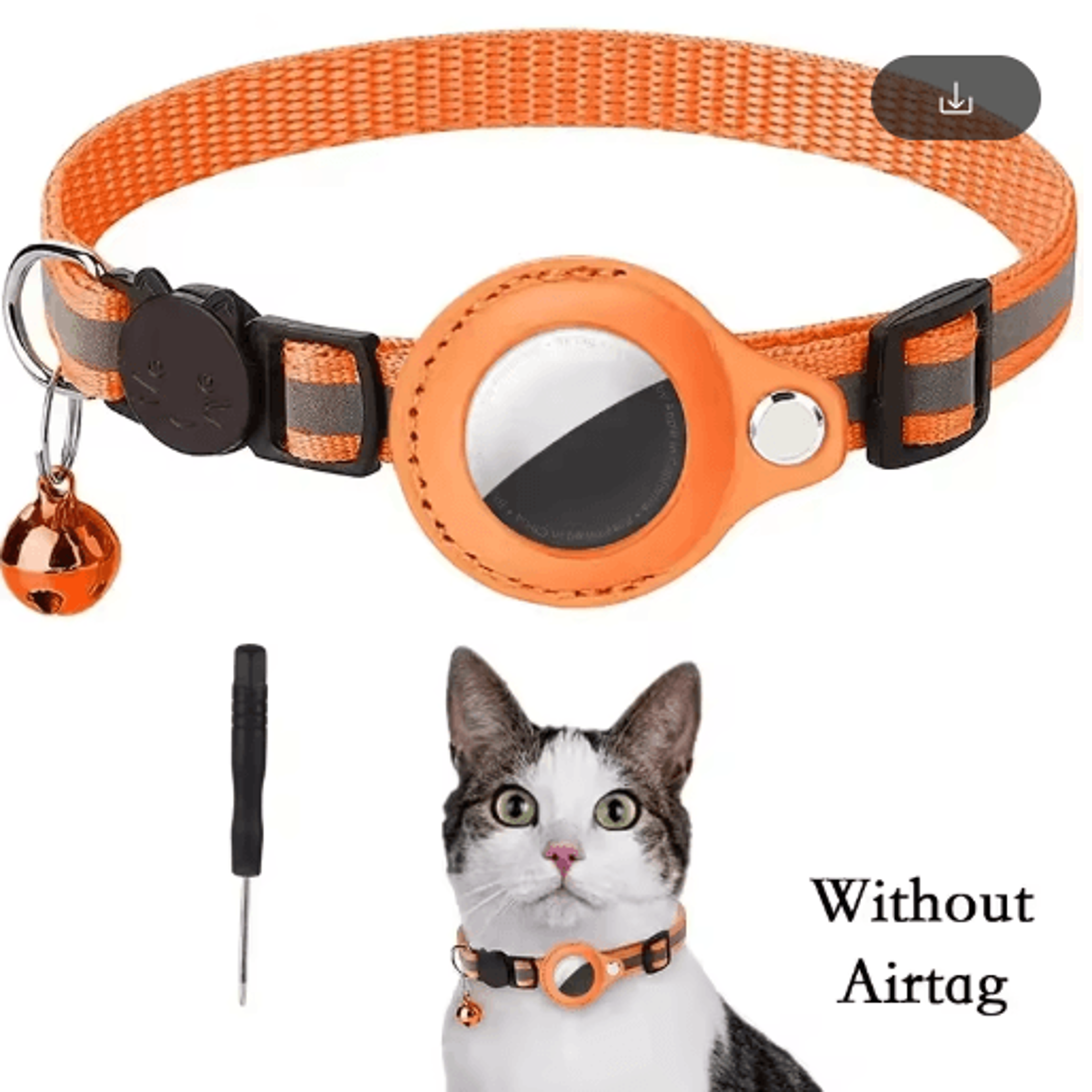 Reflective AirTag Cat Collar  AntiLost GPS Tracker Holder With Bell 4