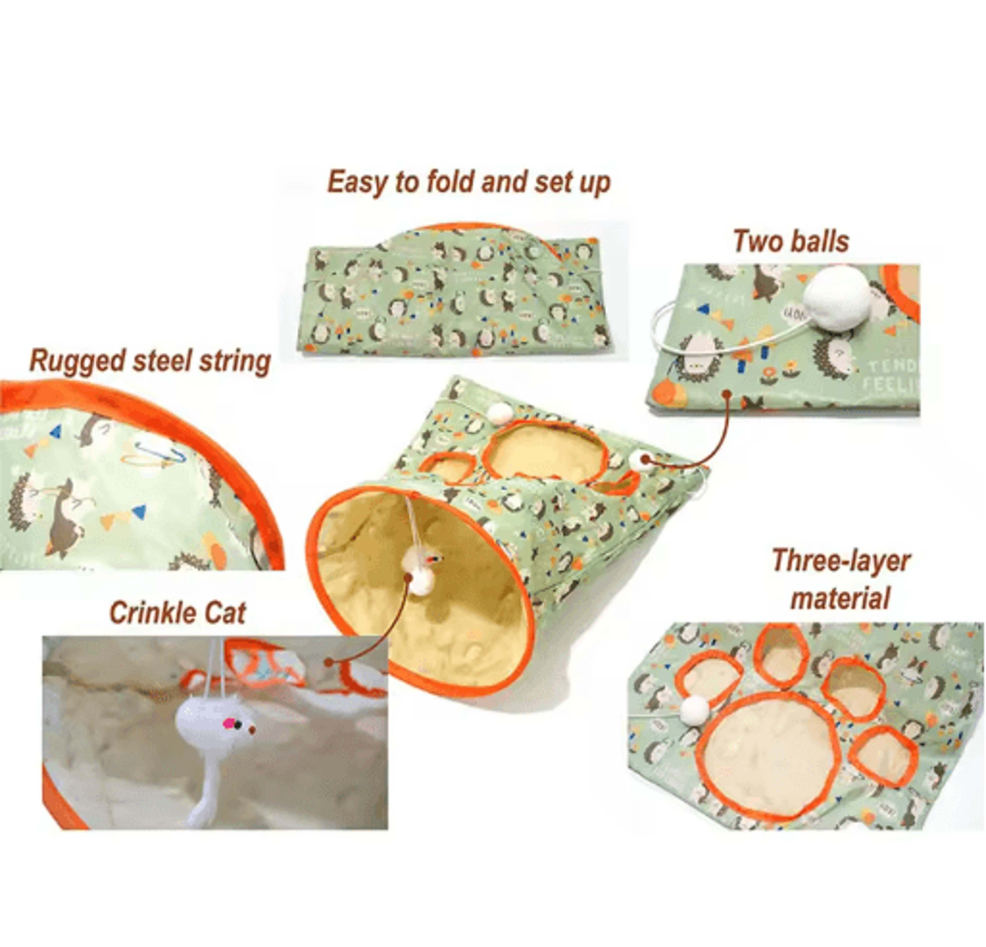 Foldable Crinkle Cat Tunnel Toy Cat Tunnel Toy With Noisy Paper  Interactive Rolling Play 5
