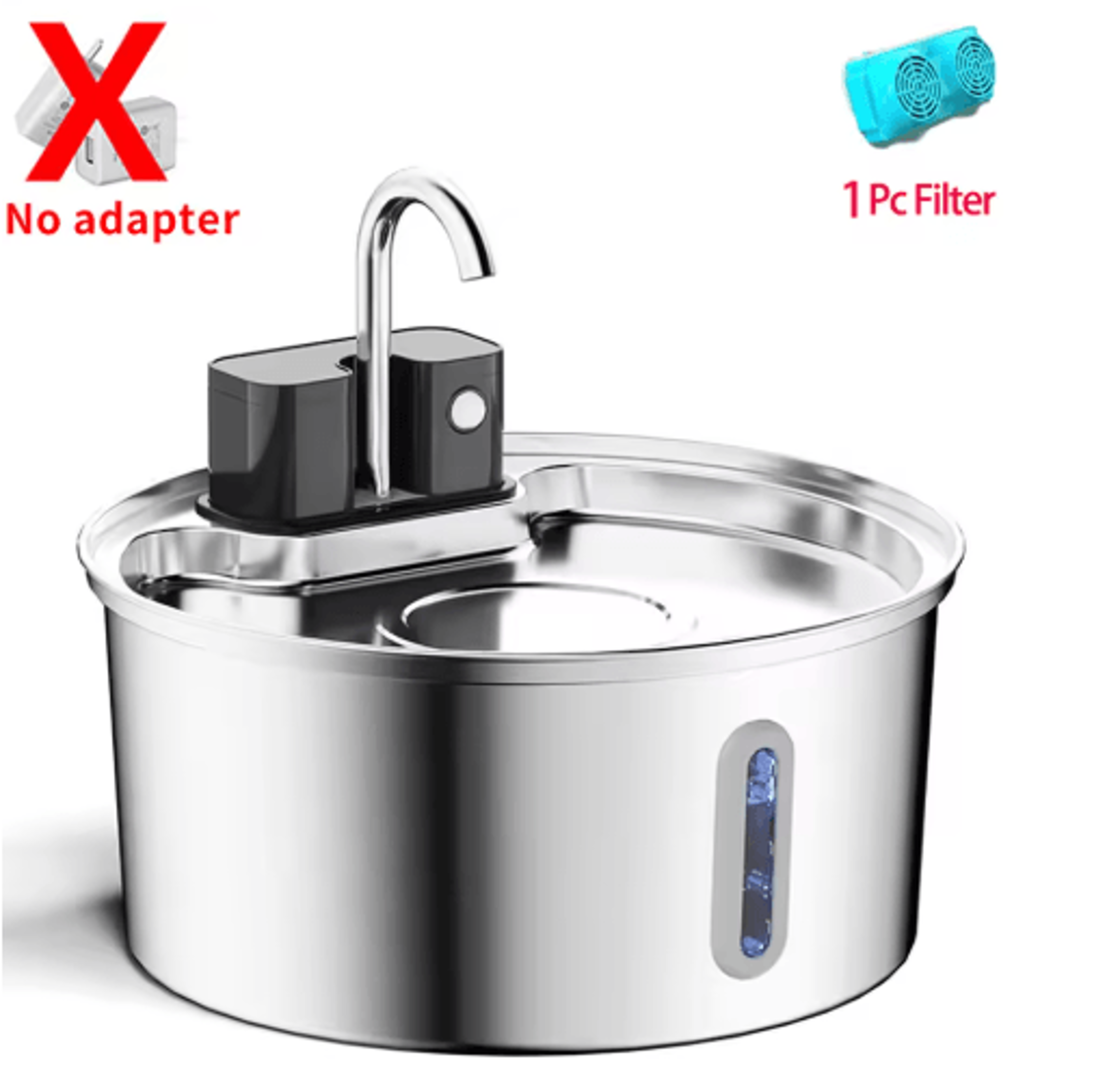 AquaFlow 32L Wireless Stainless Steel Cat Water Fountain With Motion Sensor 2