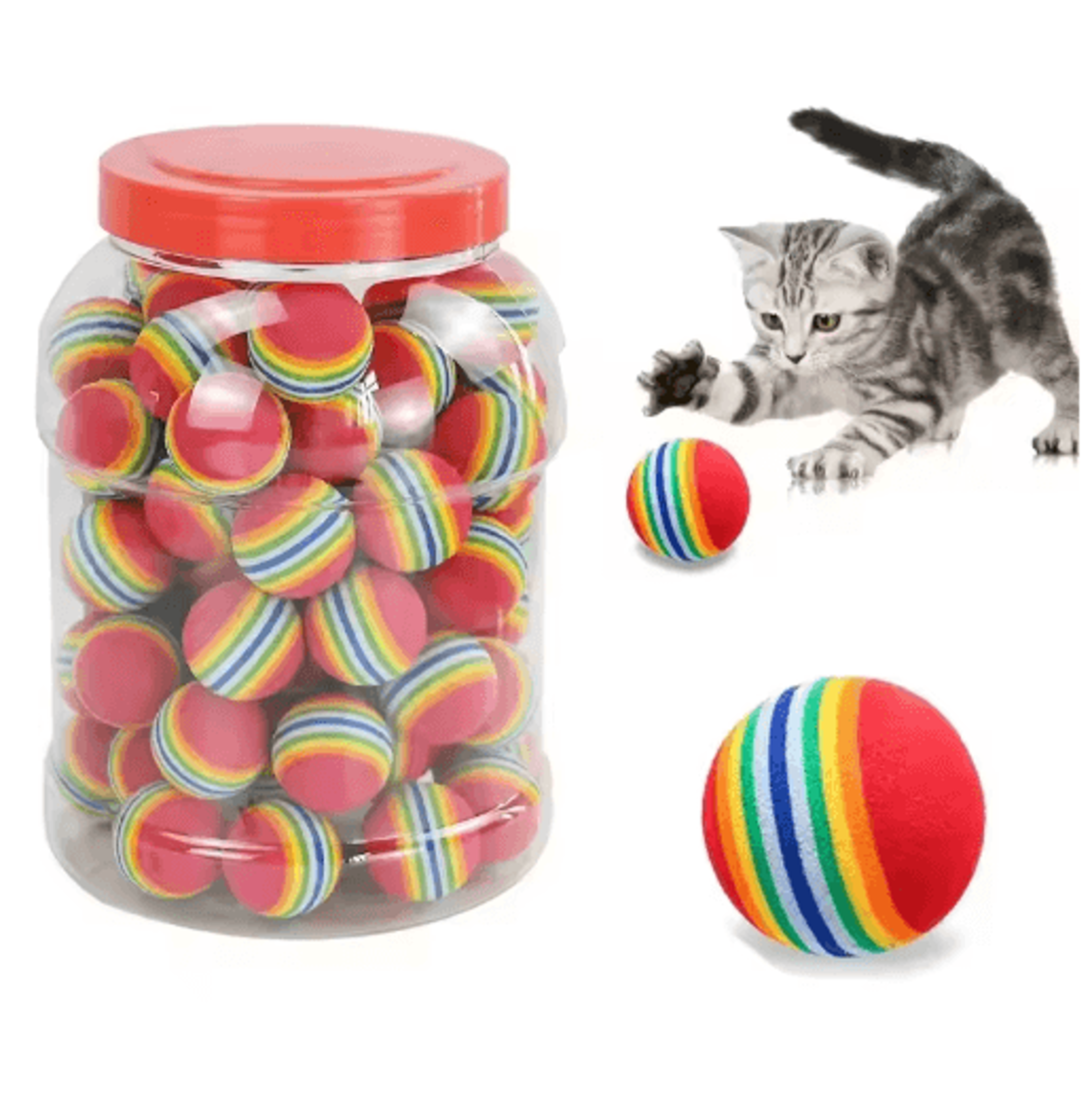 Rainbow Bounce EVA Rattle Ball Toy Set For Cats And Dogs 4
