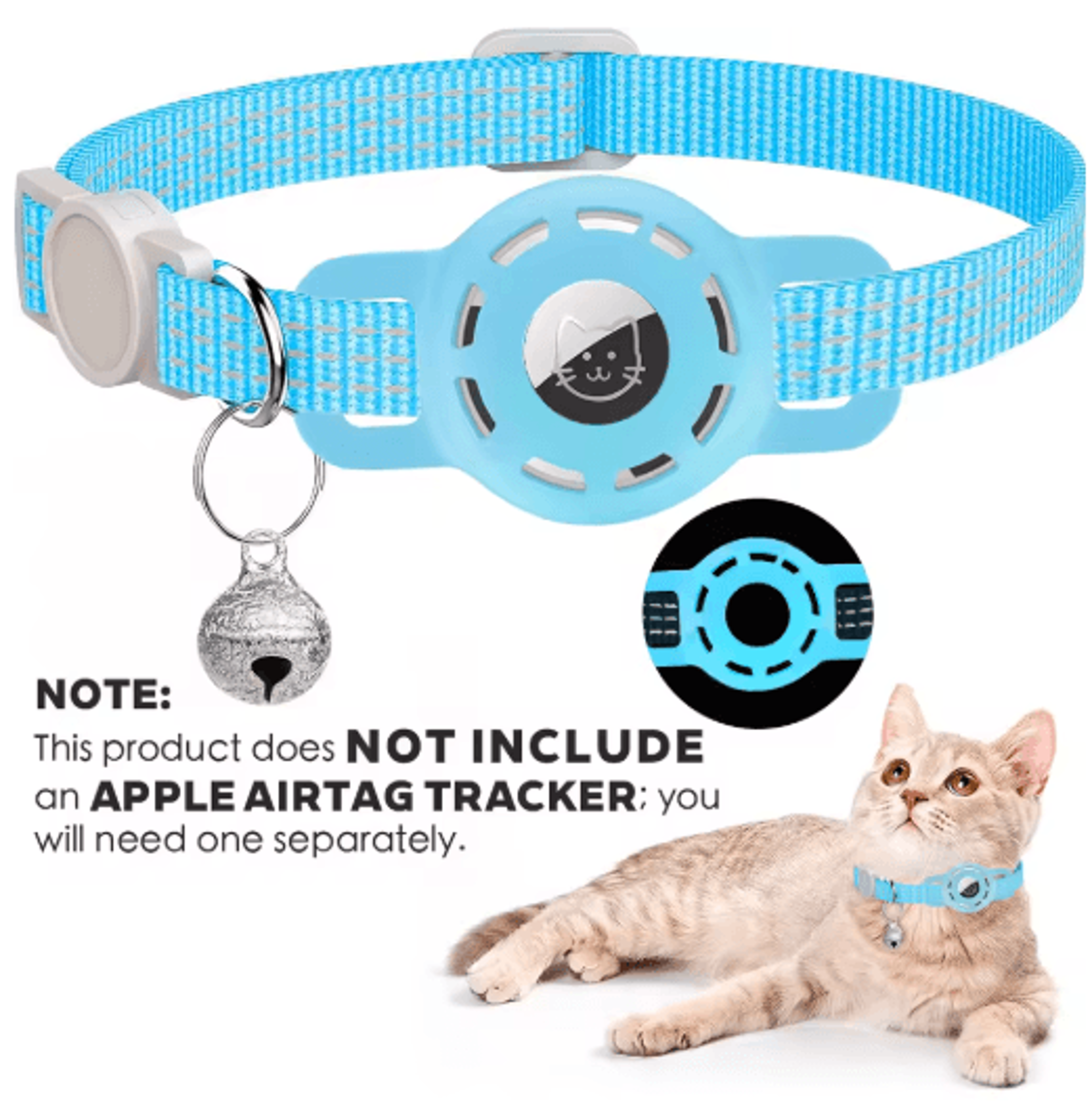 TrackSafe AirTag Cat Collar With Reflective Breakaway Design 1