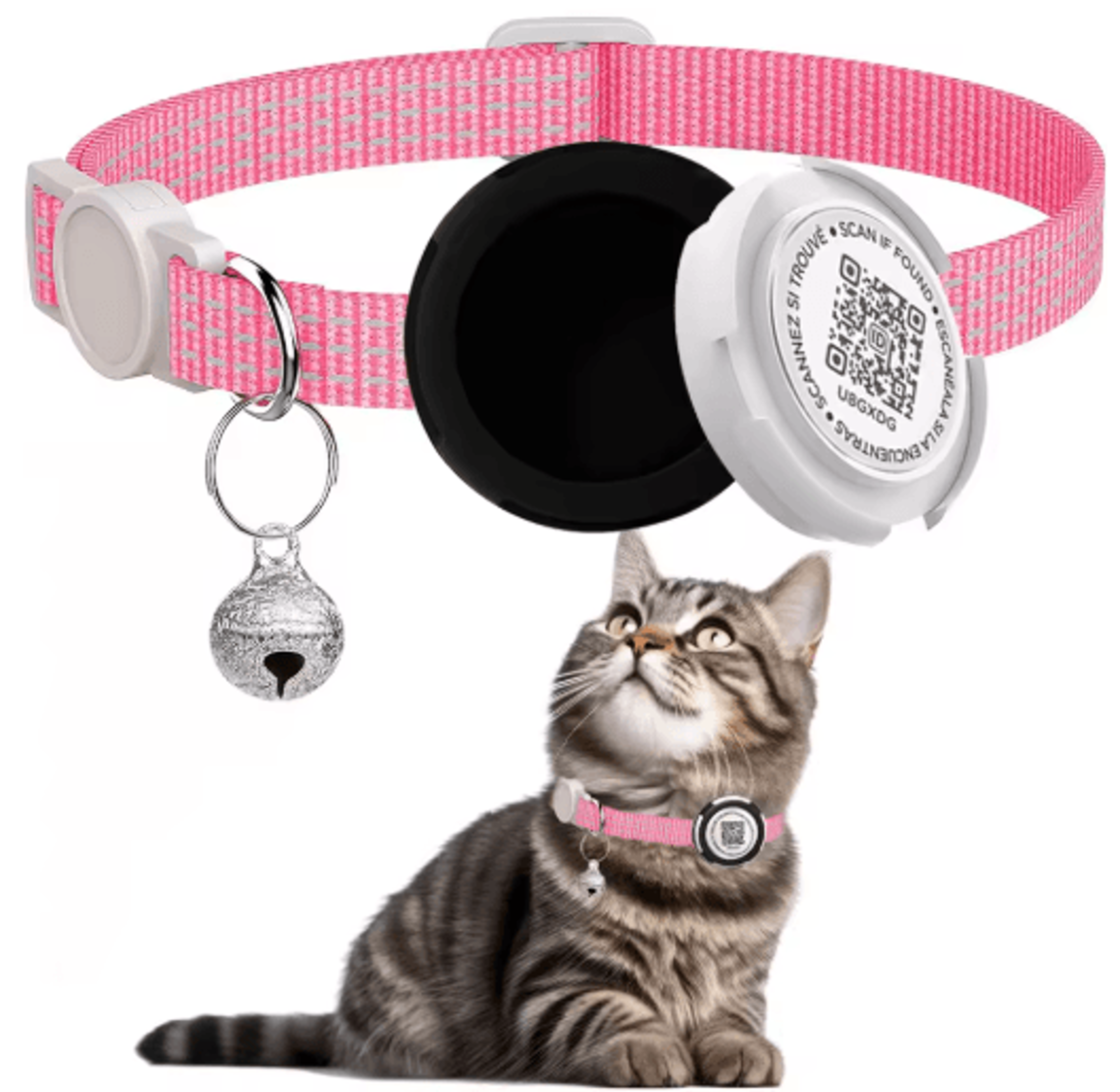 Reflective Cat Collar With Air Tag Holder And QR ID Tag For Dual Pet Protection 2