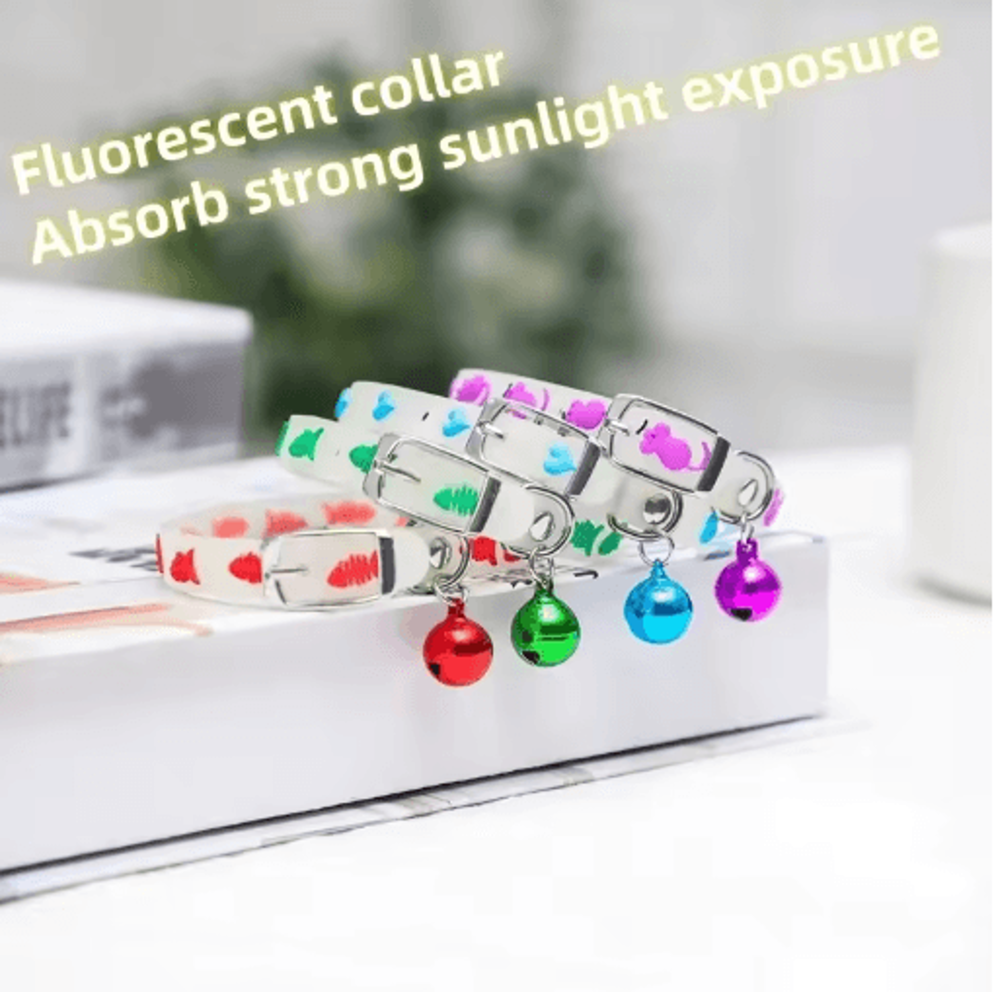 GlowintheDark Silicone Pet Collar With Bell And Reflective Safety Strip 8