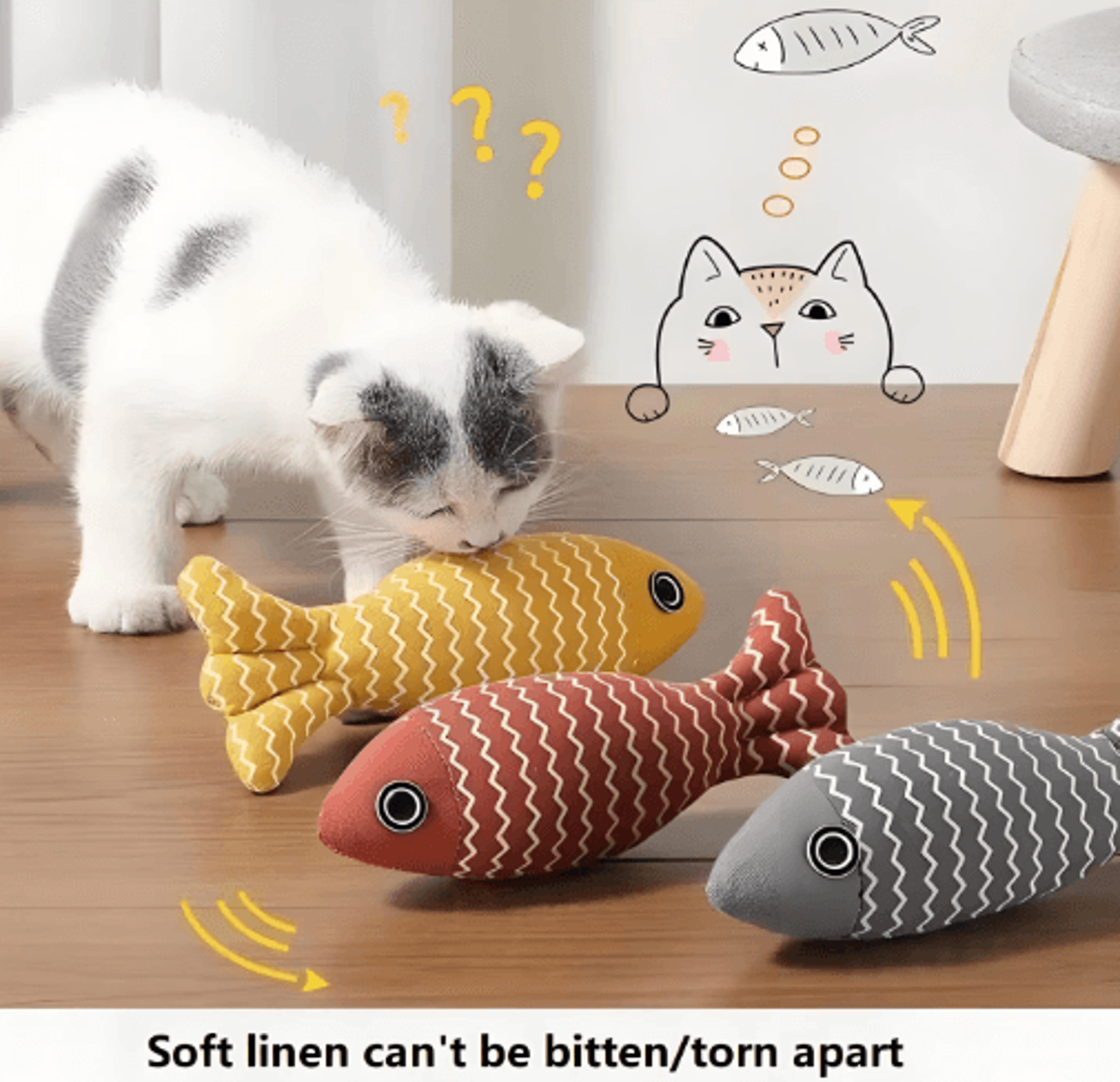 3PCS Fish Catnip Kicker Toy Set  Interactive Chew  Exercise Toys For Indoor Cats 7