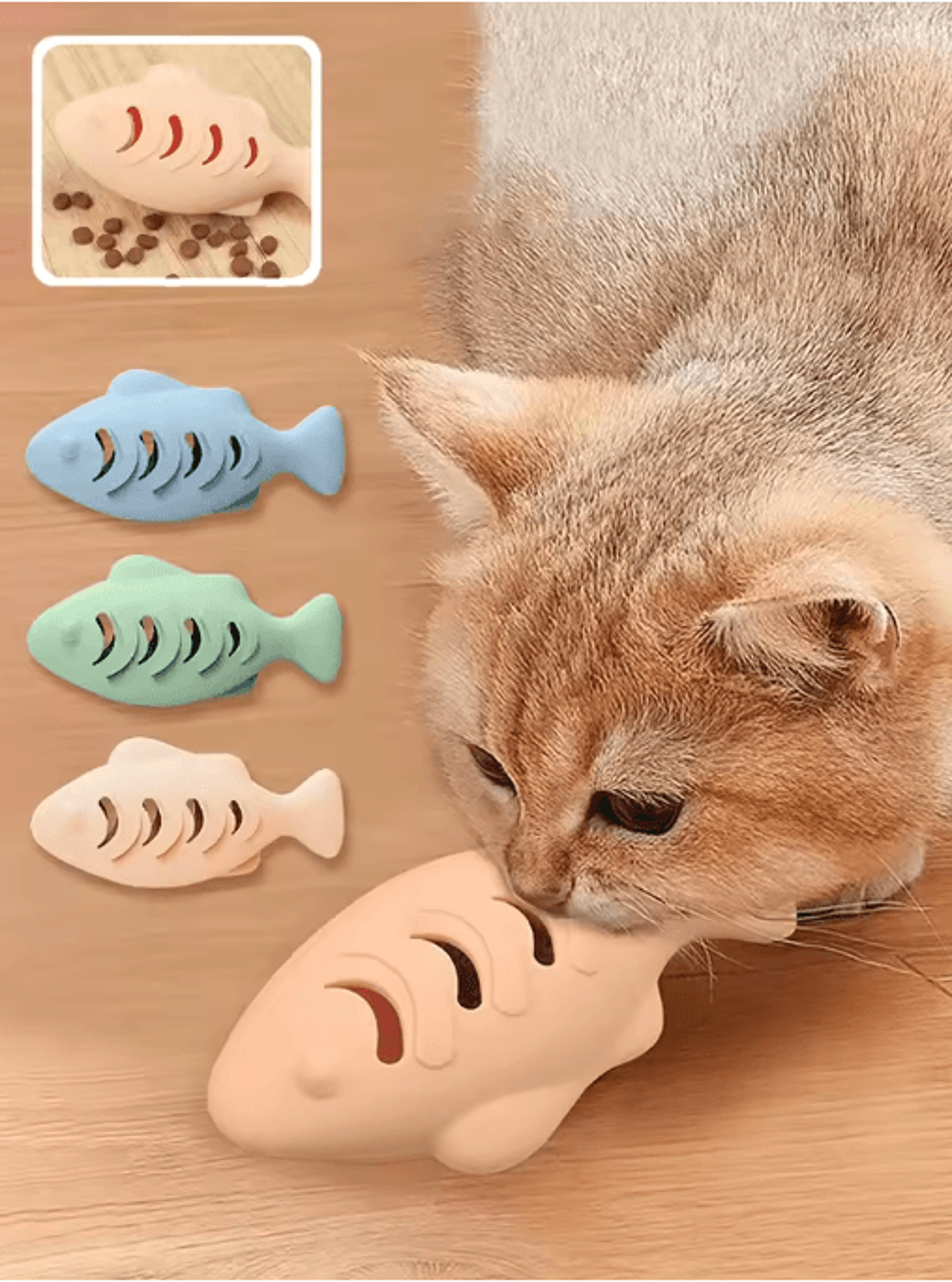 Fin Fun Fish Shaped Cat Treat Toy Interactive Dental Chew Puzzle  Snack Dispenser For Cats 4