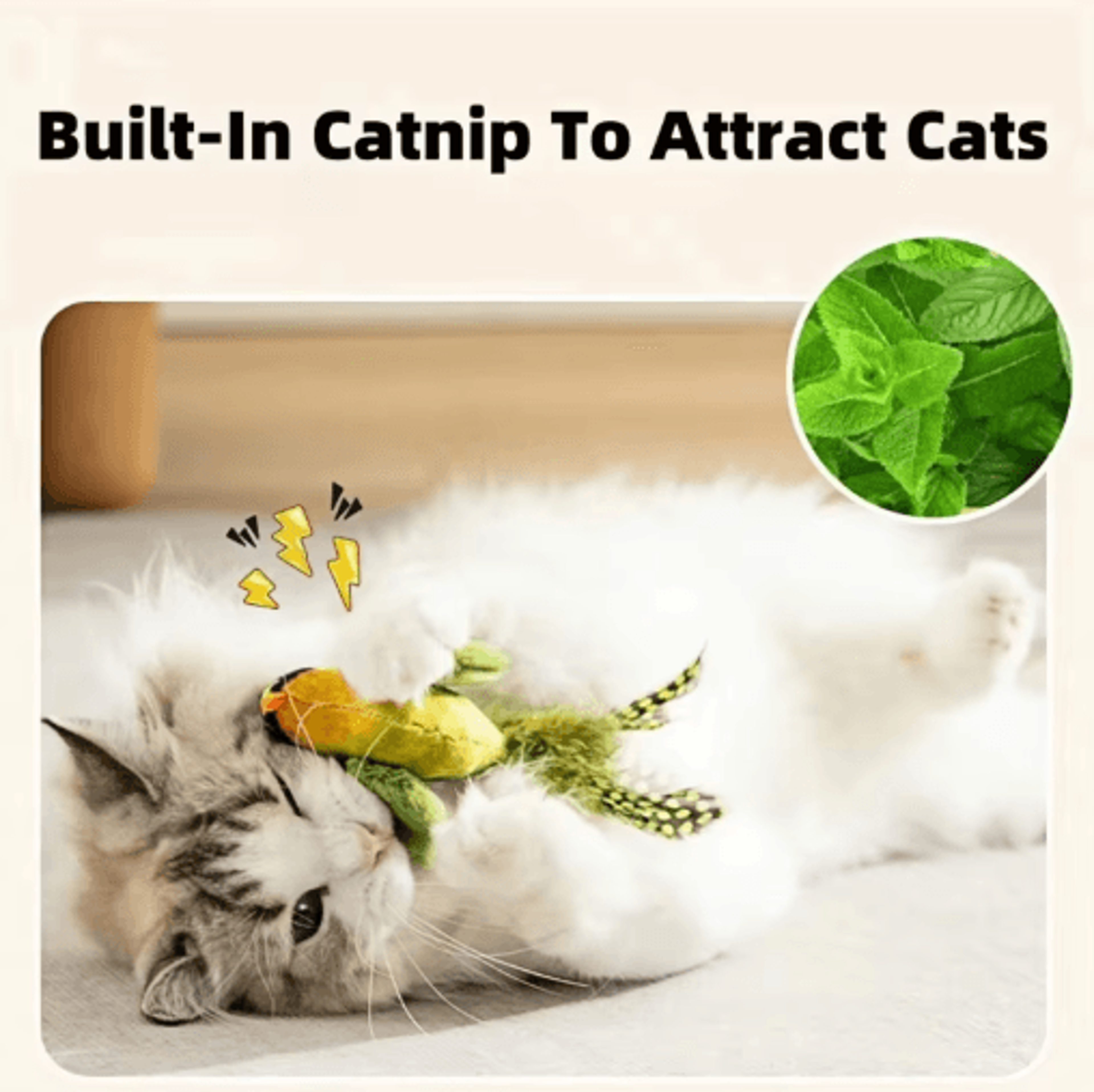 Interactive Chirping Bird Cat Toy With Catnip For Indoor Cats 6
