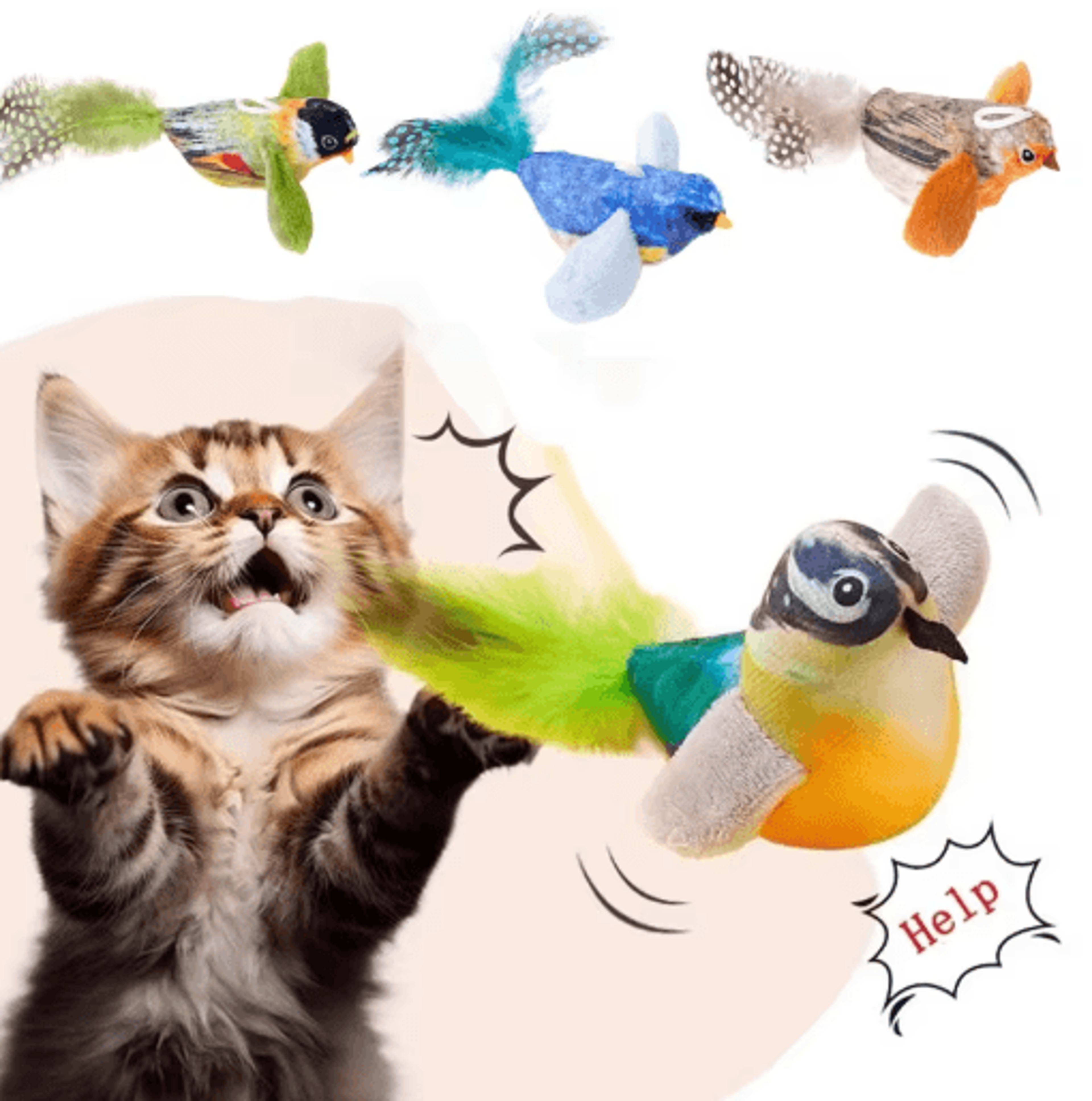 Interactive Chirping Bird Cat Toy With Catnip For Indoor Cats 0