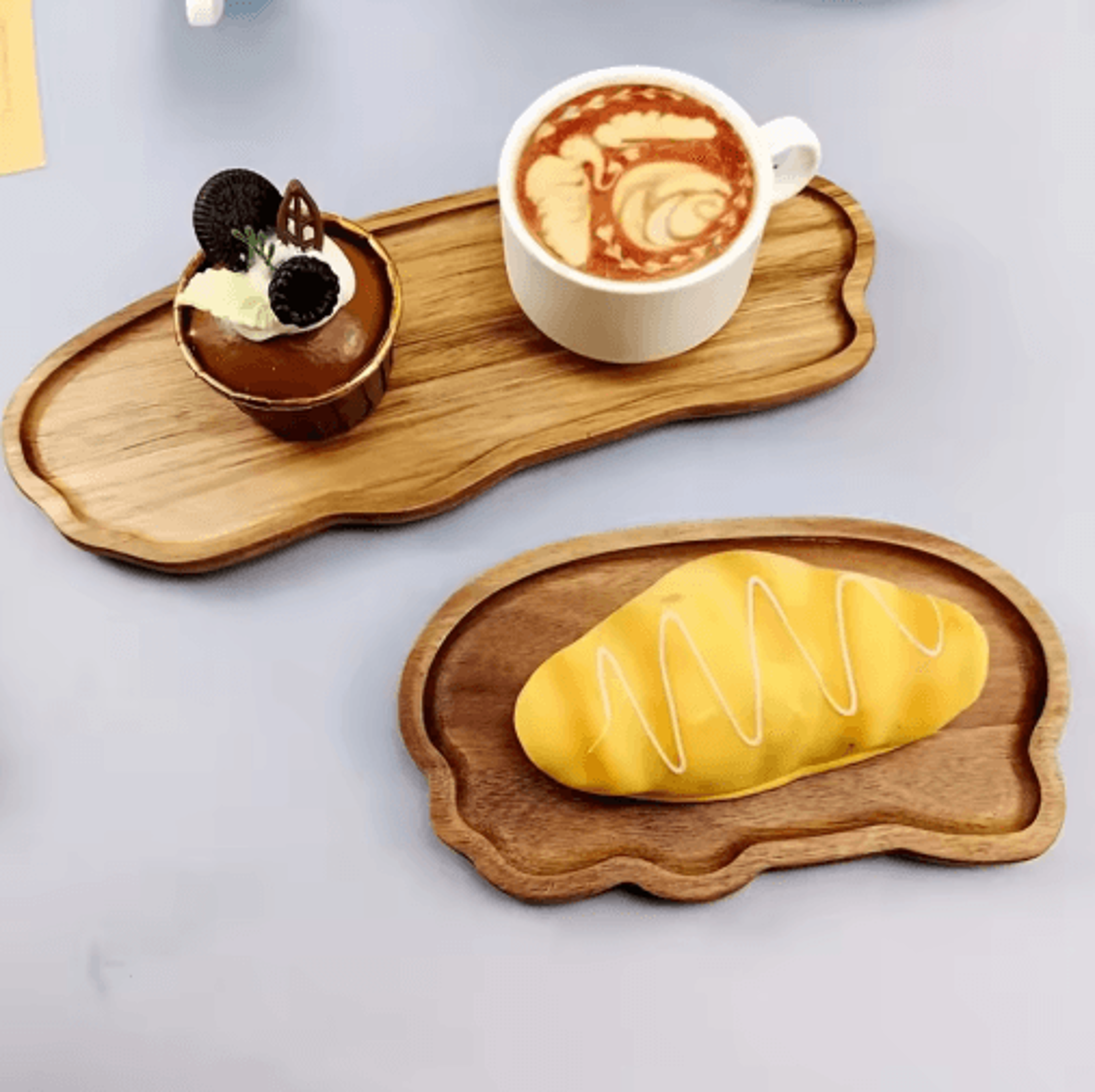 JapaneseStyle Cloud Wooden Serving Tray For Bread Desserts  Coffee 5
