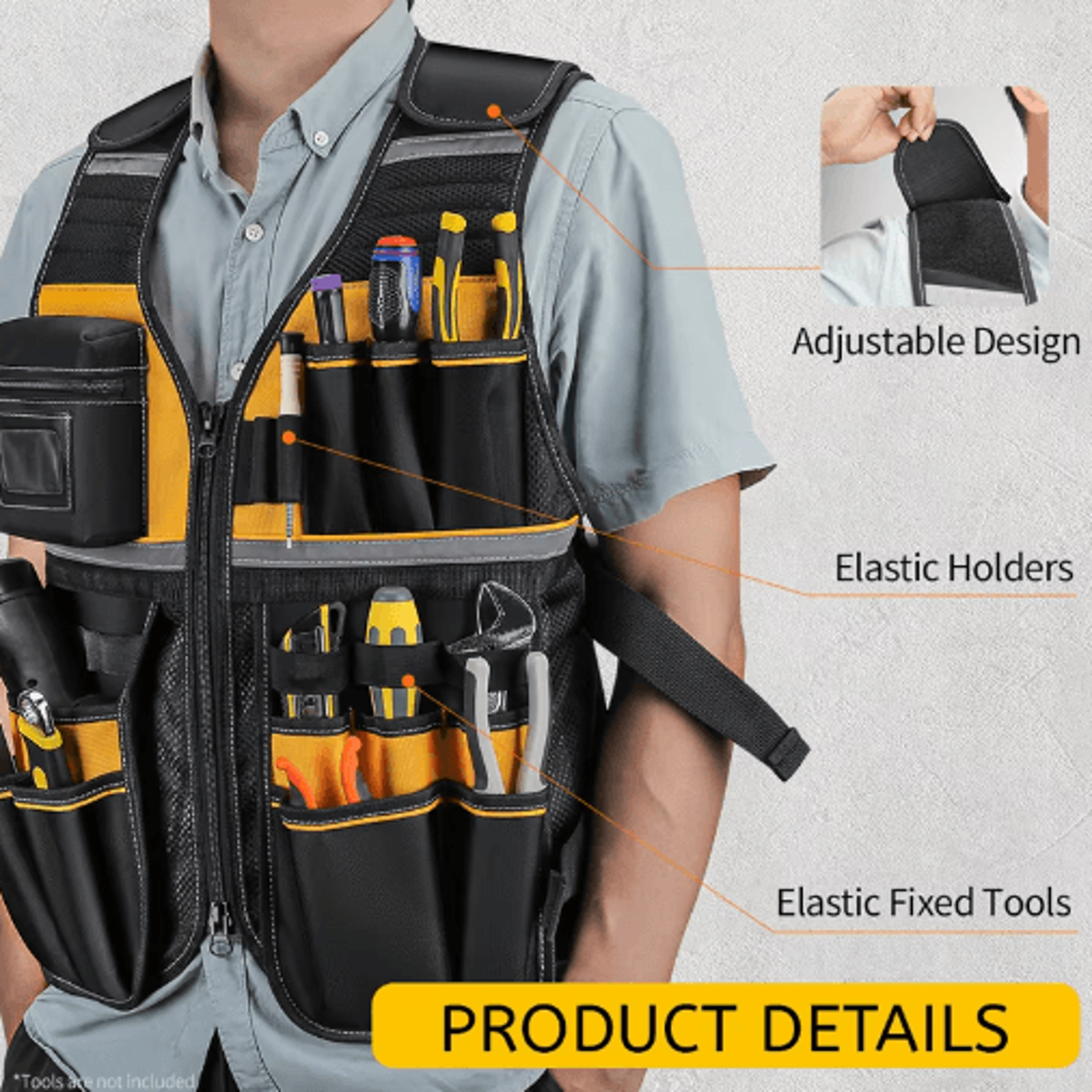 Adjustable MultiPocket Tool Vest  Handyman Tool Storage Bag For Workshops Gardening  Repairs 1