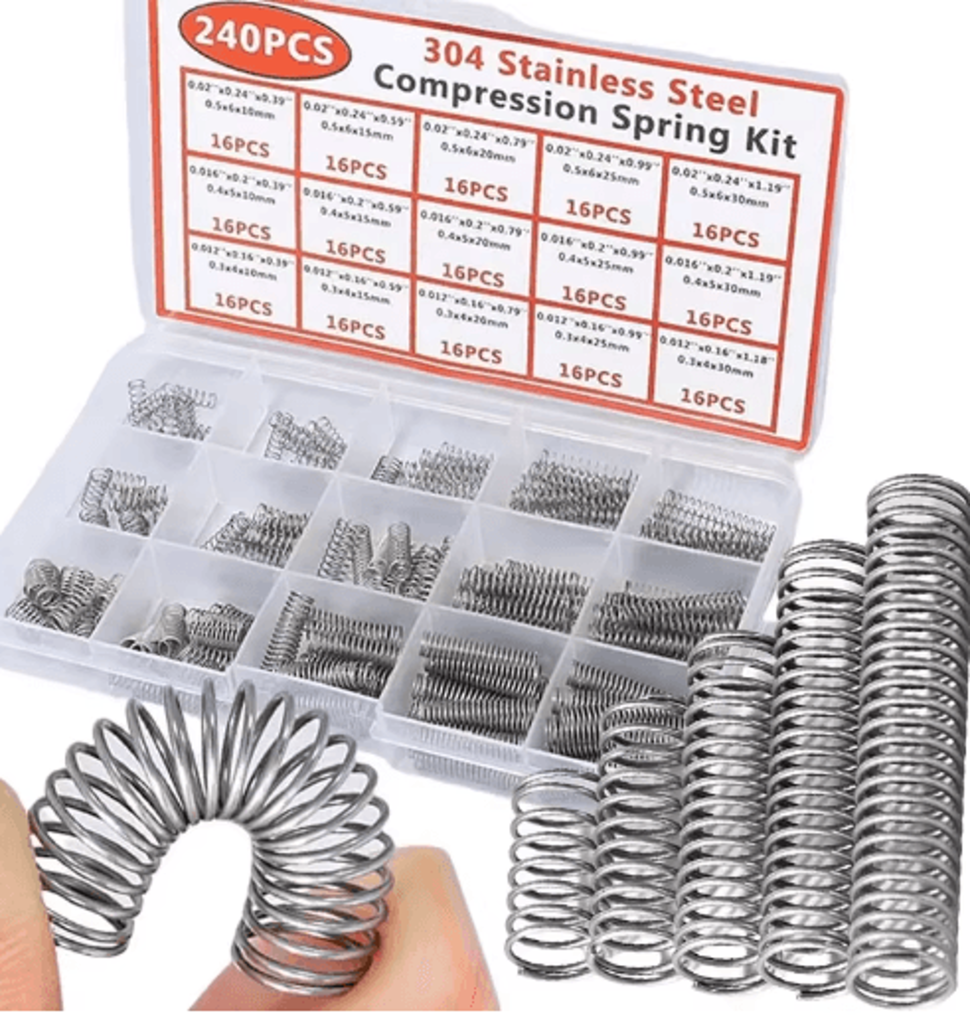Stainless Steel Compression Spring Assortment Kit  Versatile Spring Set For DIY Mechanical Repairs  4