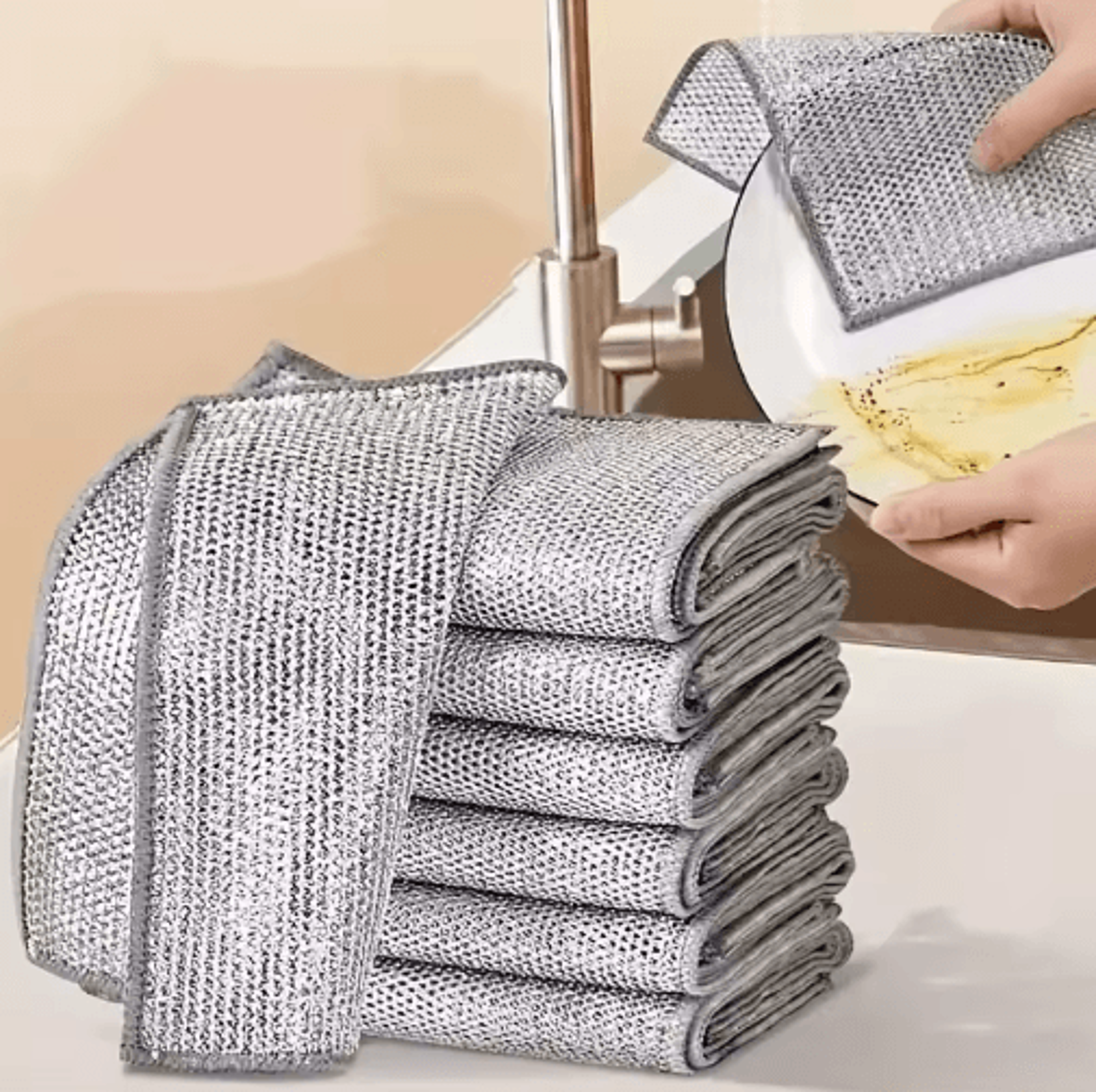 Magic DoubleSided Wire Dishwashing Cloth  Thickened NonScratch Kitchen Cleaning Rag For Pots Pans   4