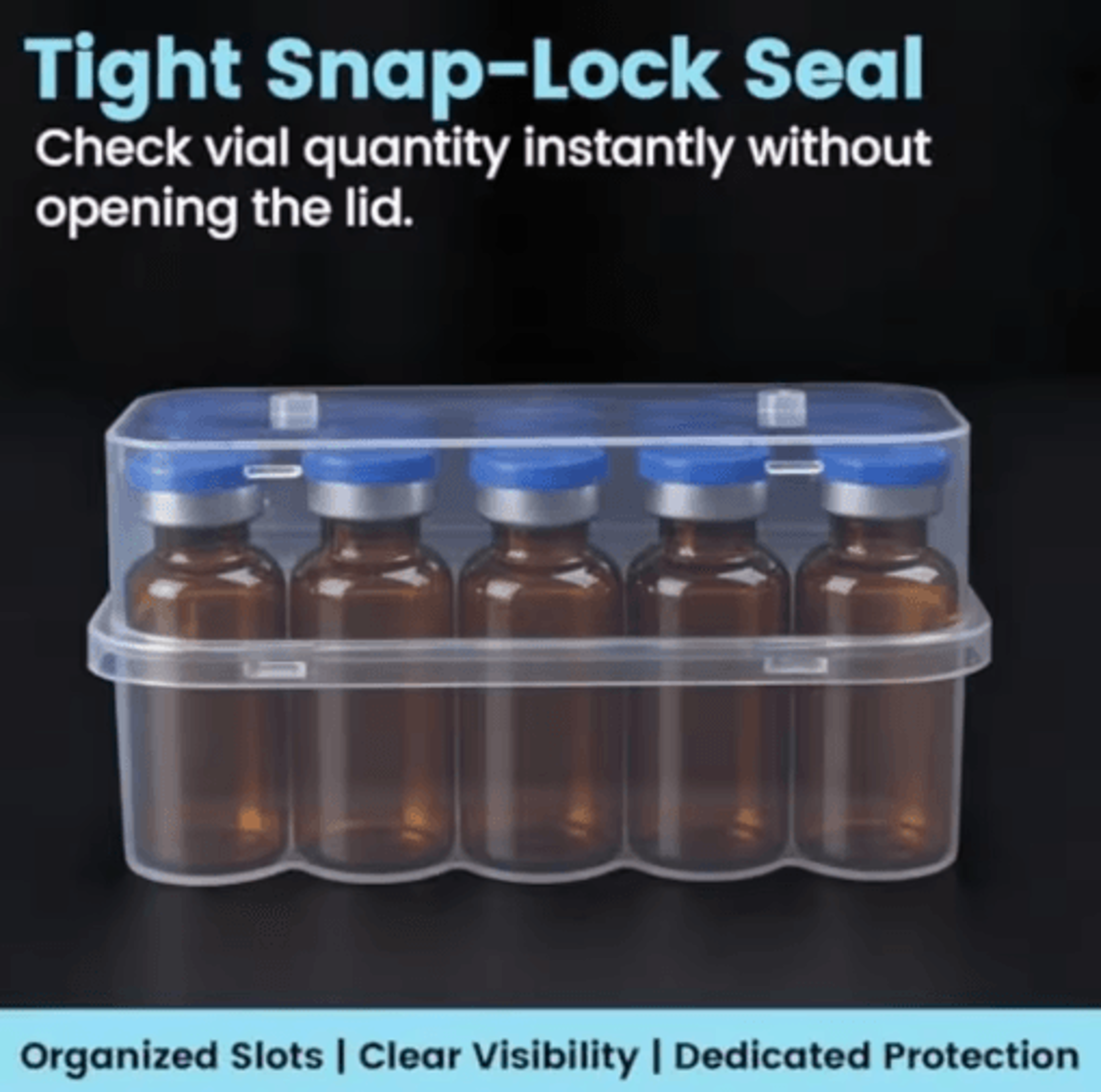 Stackable Vial Storage Box  10Slot Plastic Microtube Case For 3mL  10mL Tubes 7