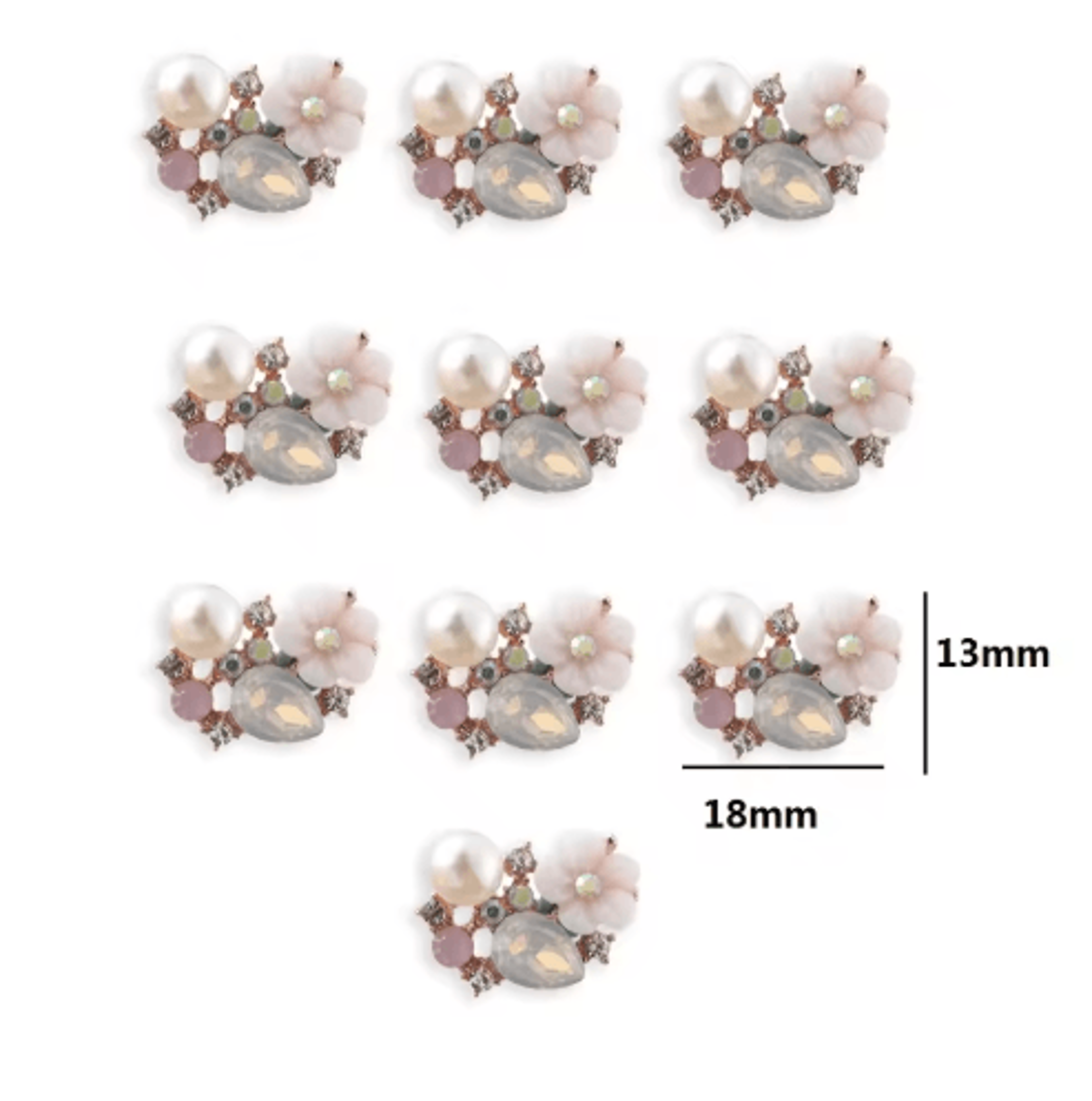 10Piece Snowflake Pearl Rhinestone Buttons  Decorative Flatback Embellishments For Clothing  DIY Cr 19