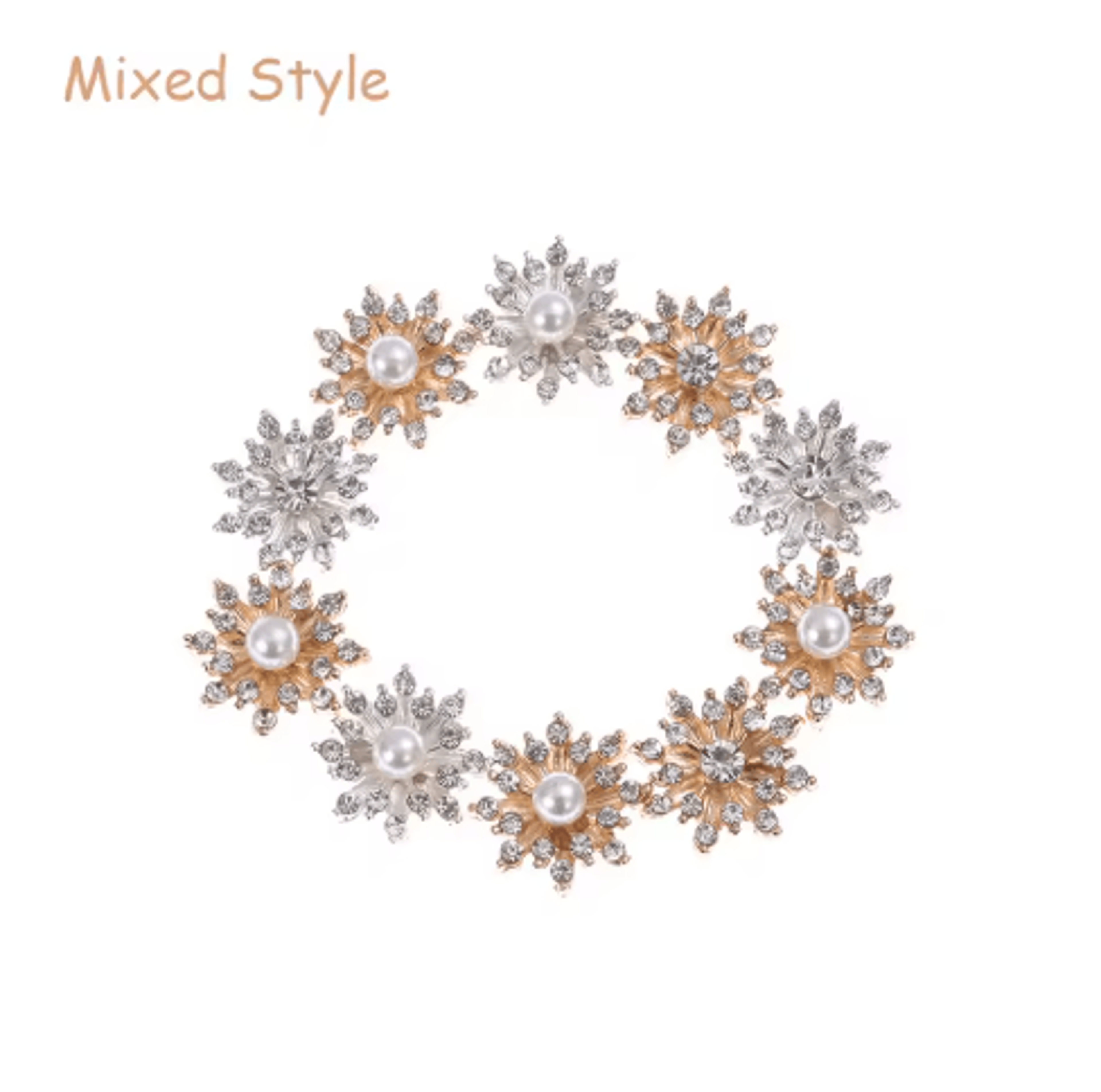 10Piece Snowflake Pearl Rhinestone Buttons  Decorative Flatback Embellishments For Clothing  DIY Cr 20