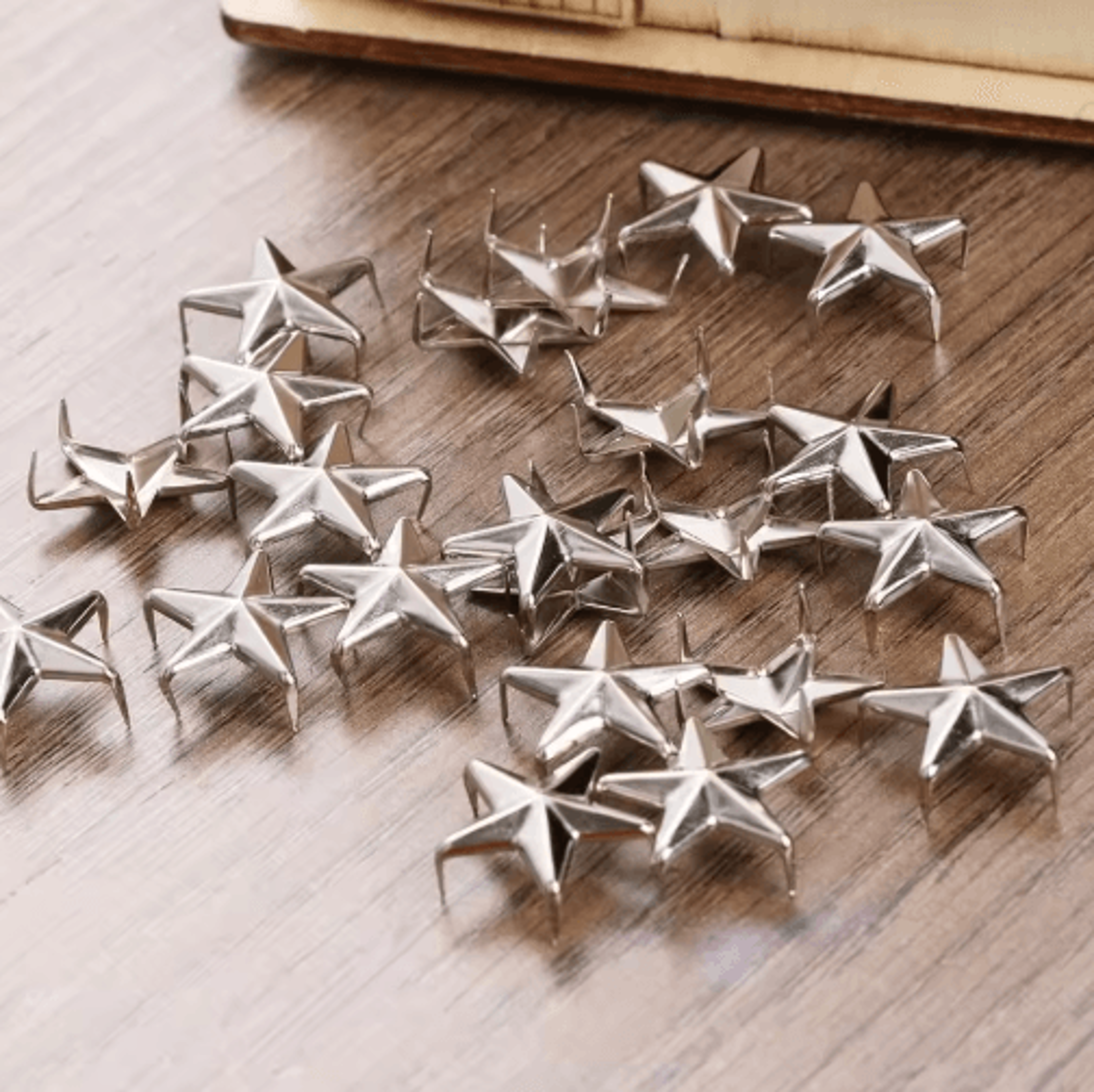 100PCS 15mm Silver Star Rivets  Metal Leather Studs For DIY Crafts Bags  Punk Clothing 2