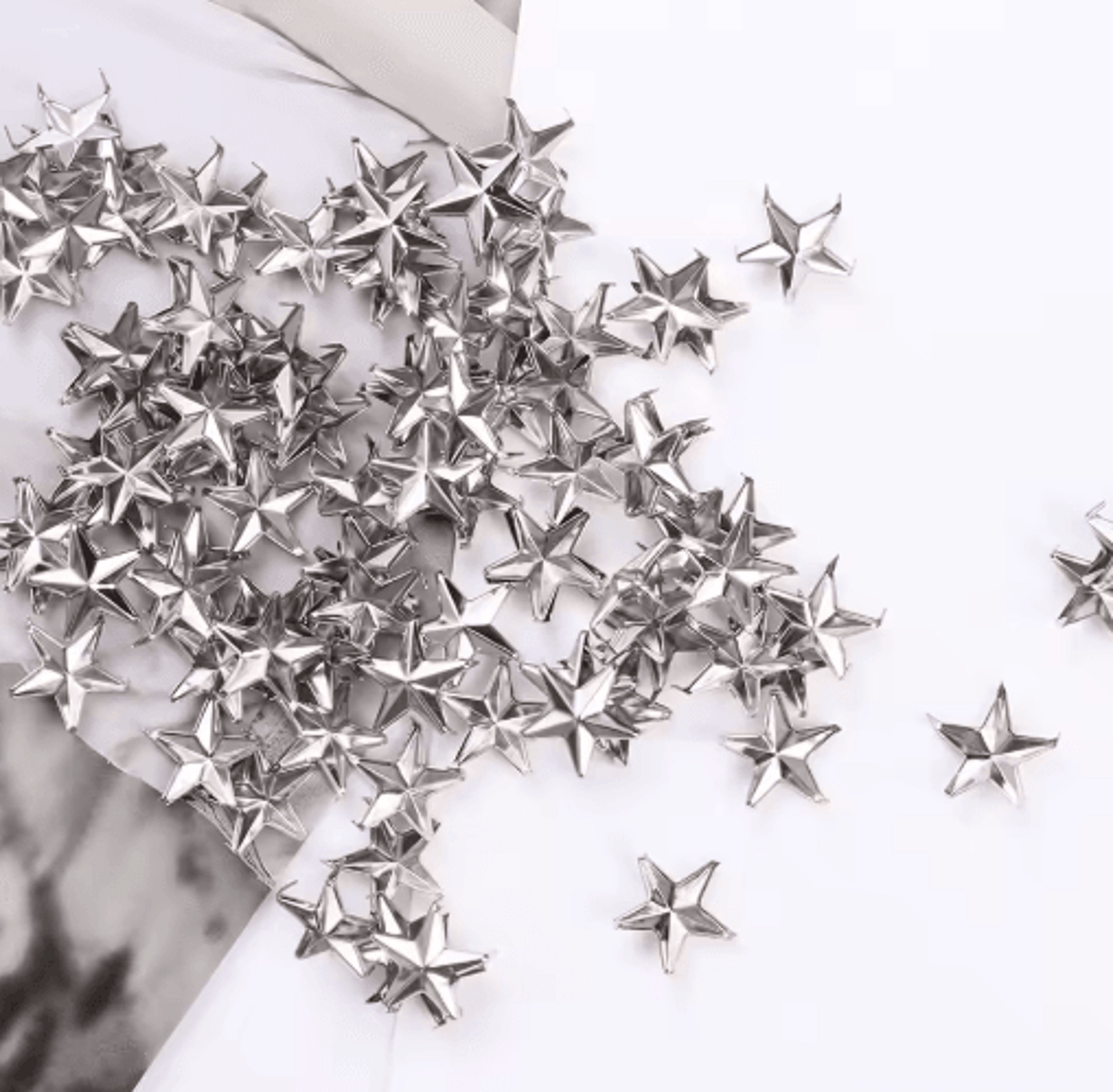 100PCS 15mm Silver Star Rivets  Metal Leather Studs For DIY Crafts Bags  Punk Clothing 3