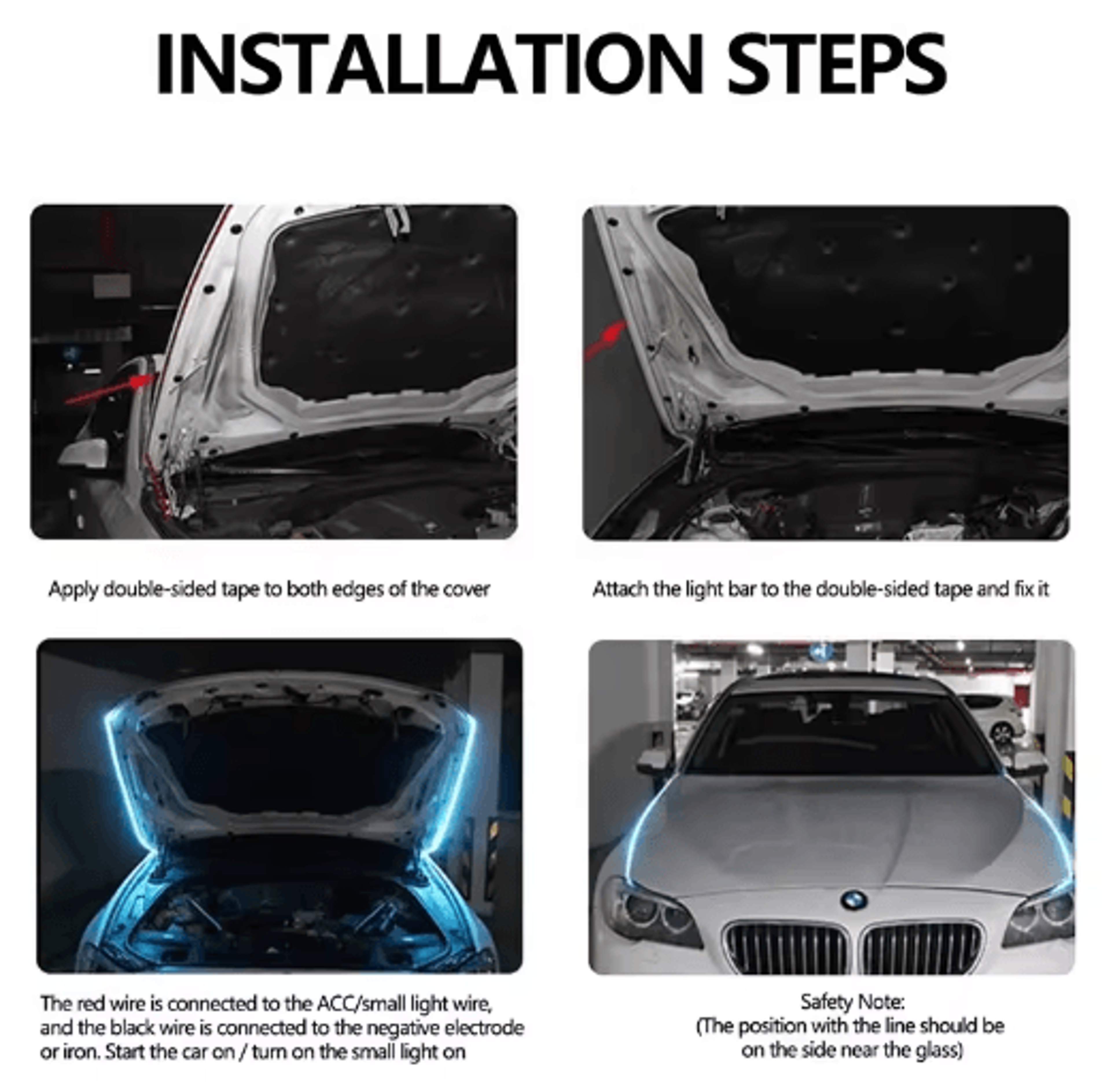 Dynamic LED Hood Light Strip  Scan Start Car Hood Decoration  Daytime Running Accent 5