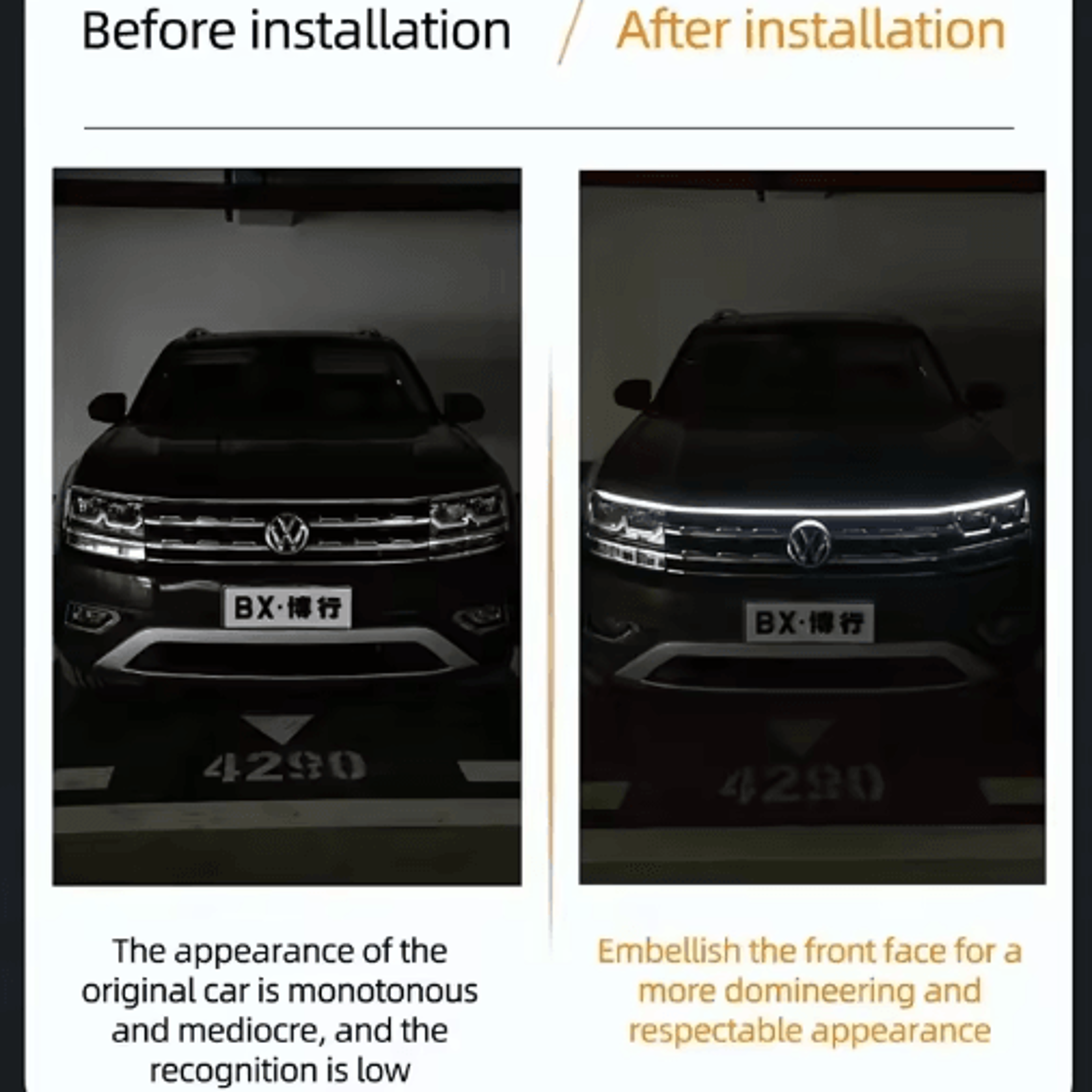 Dynamic LED Hood Light Strip  Scan Start Car Hood Decoration  Daytime Running Accent 6