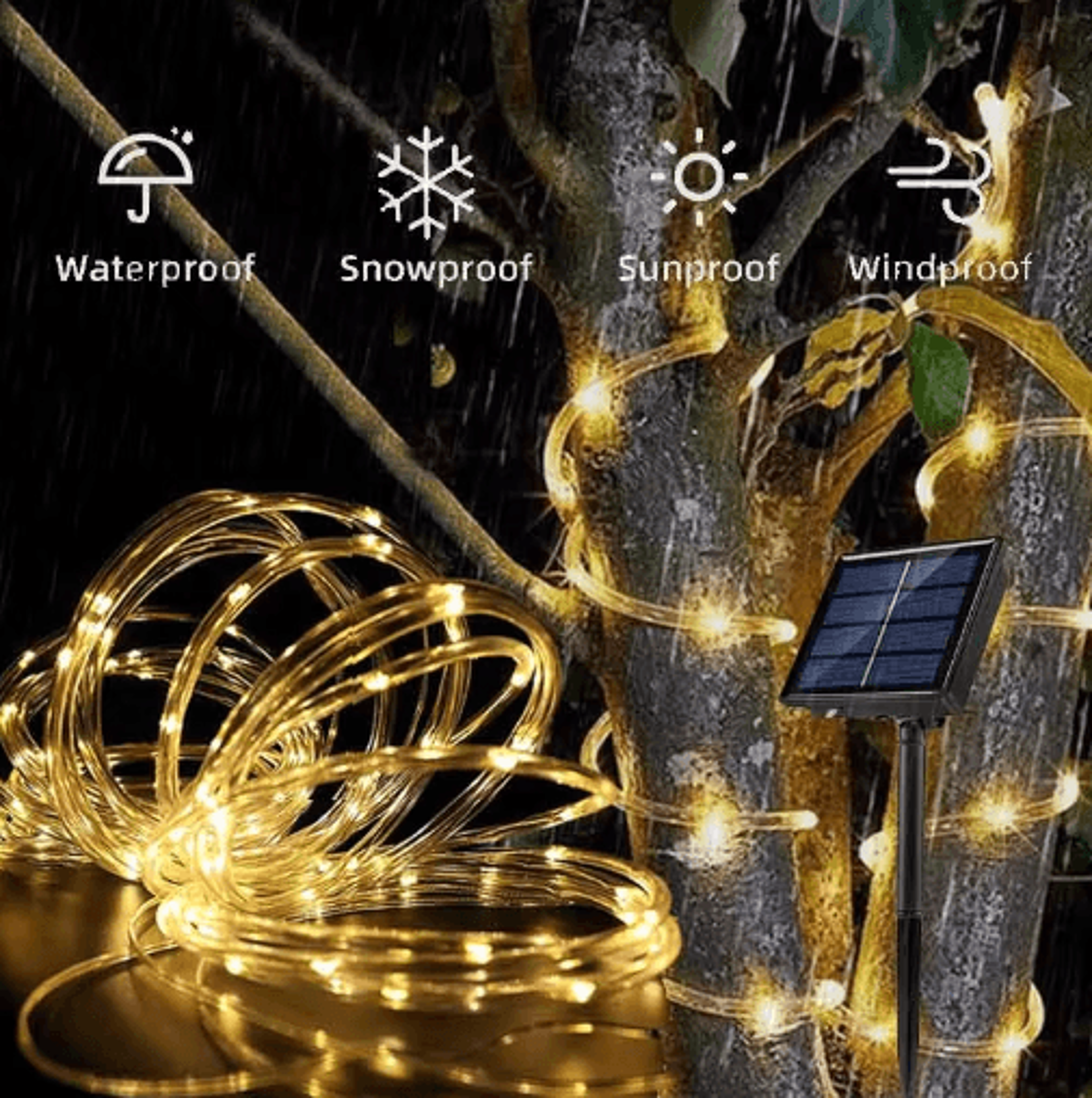 Solar LED Rope Lights  Waterproof Outdoor String Lights With 8 Lighting Modes 9