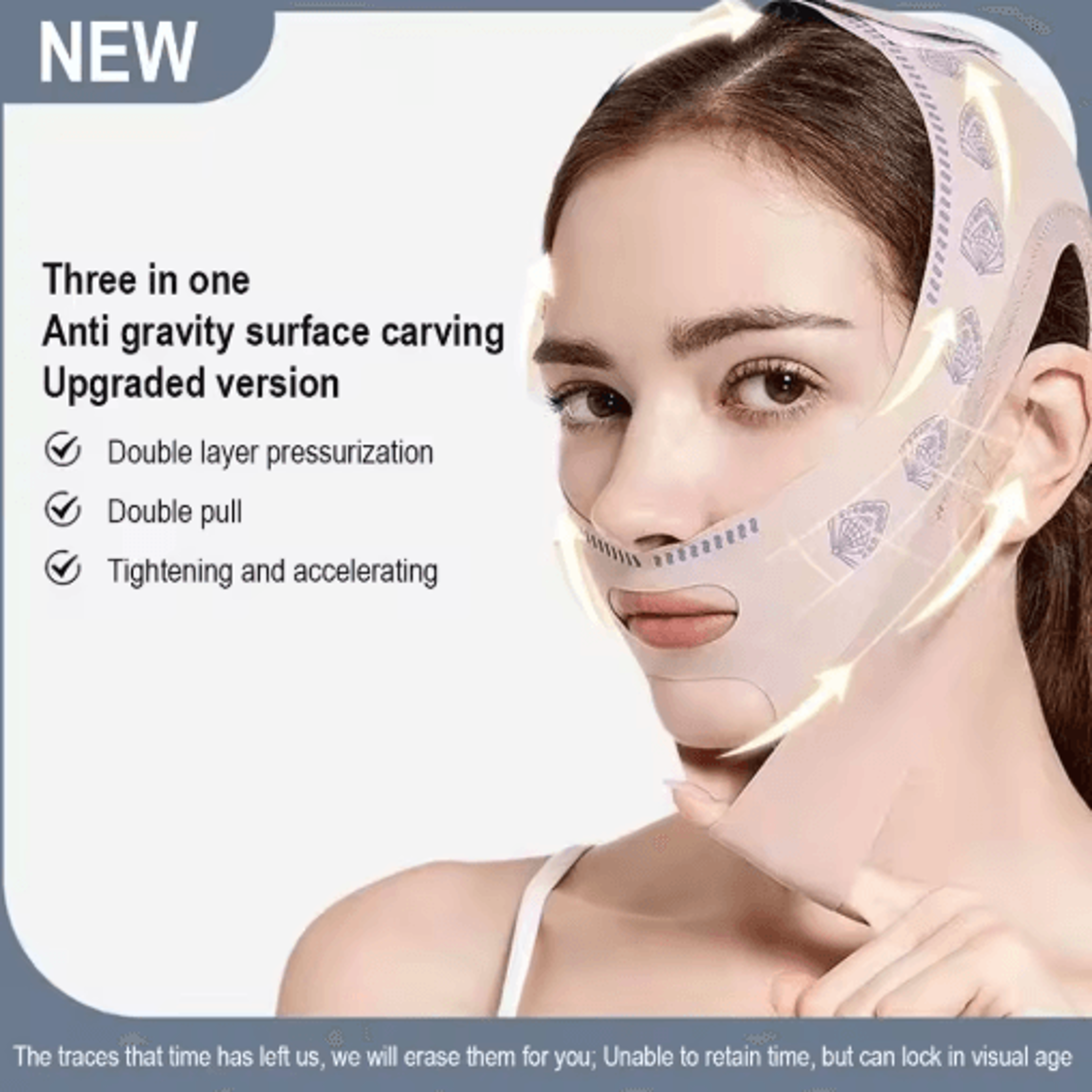 DoubleLayer Face Slimming Band  V Line Face Lifting  Chin Support Strap 5