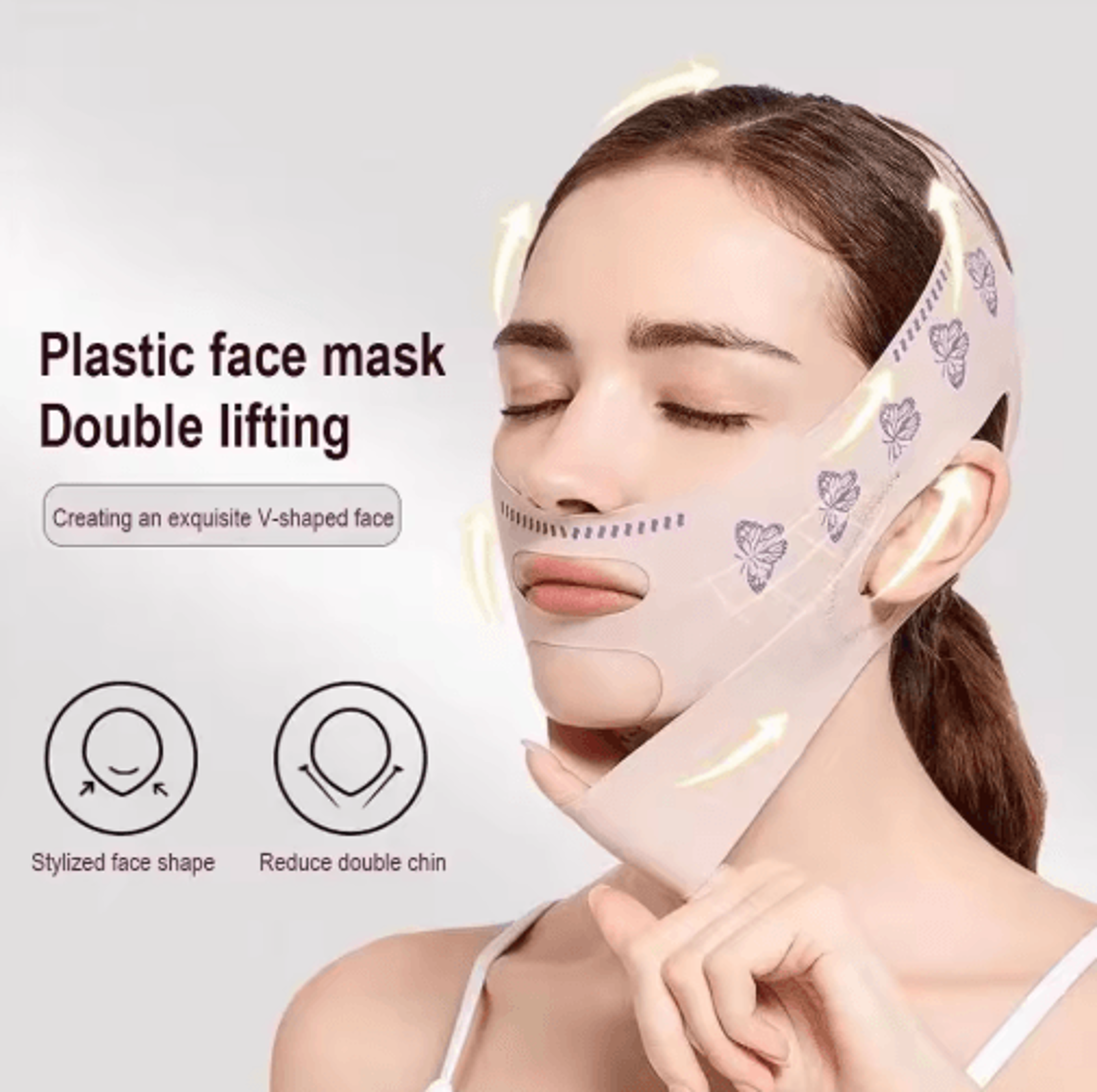 DoubleLayer Face Slimming Band  V Line Face Lifting  Chin Support Strap 6