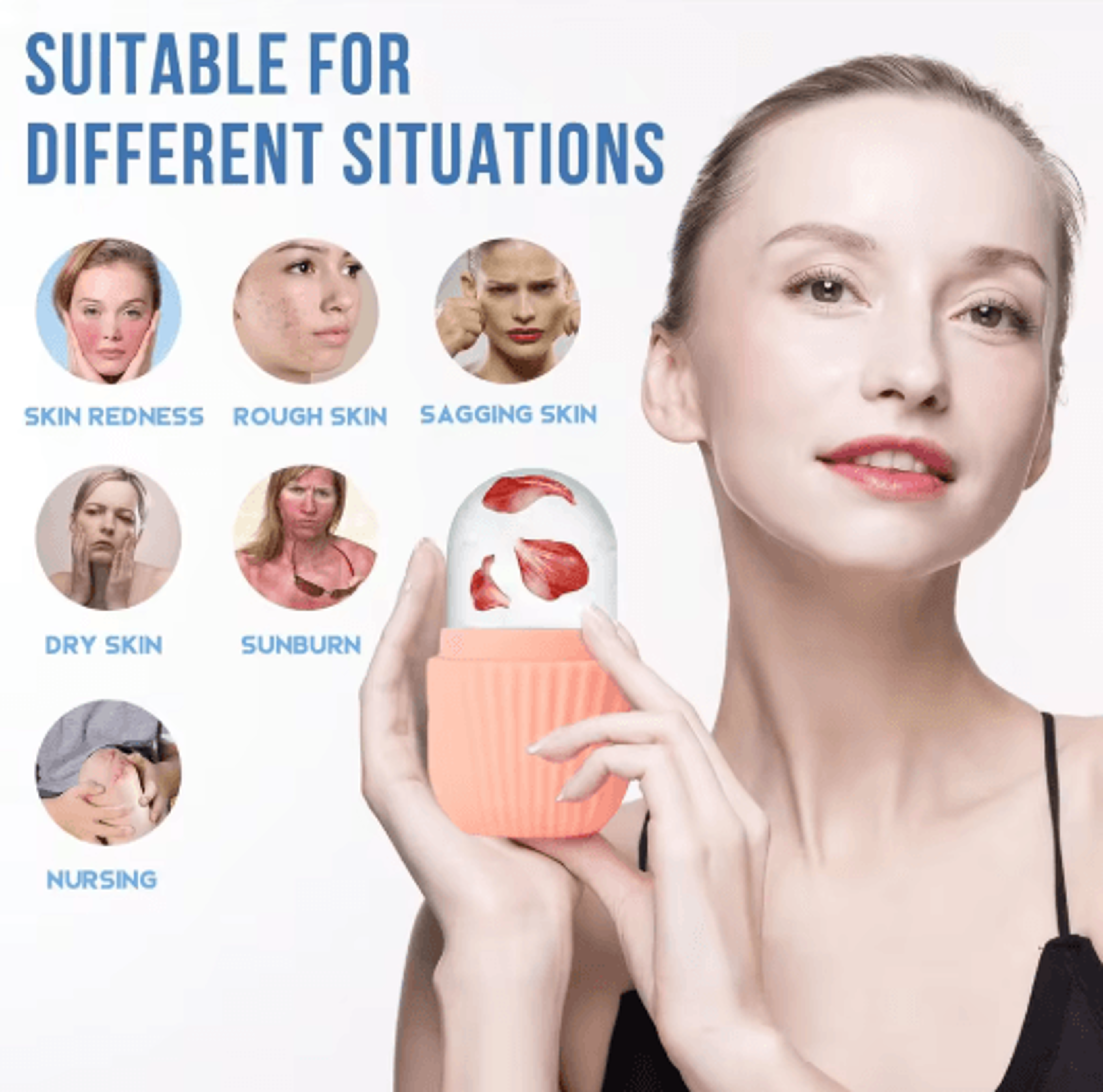 Stainless Steel Ice Face Roller  Gua Sha Set  Facial Massage Tools For Skincare 12