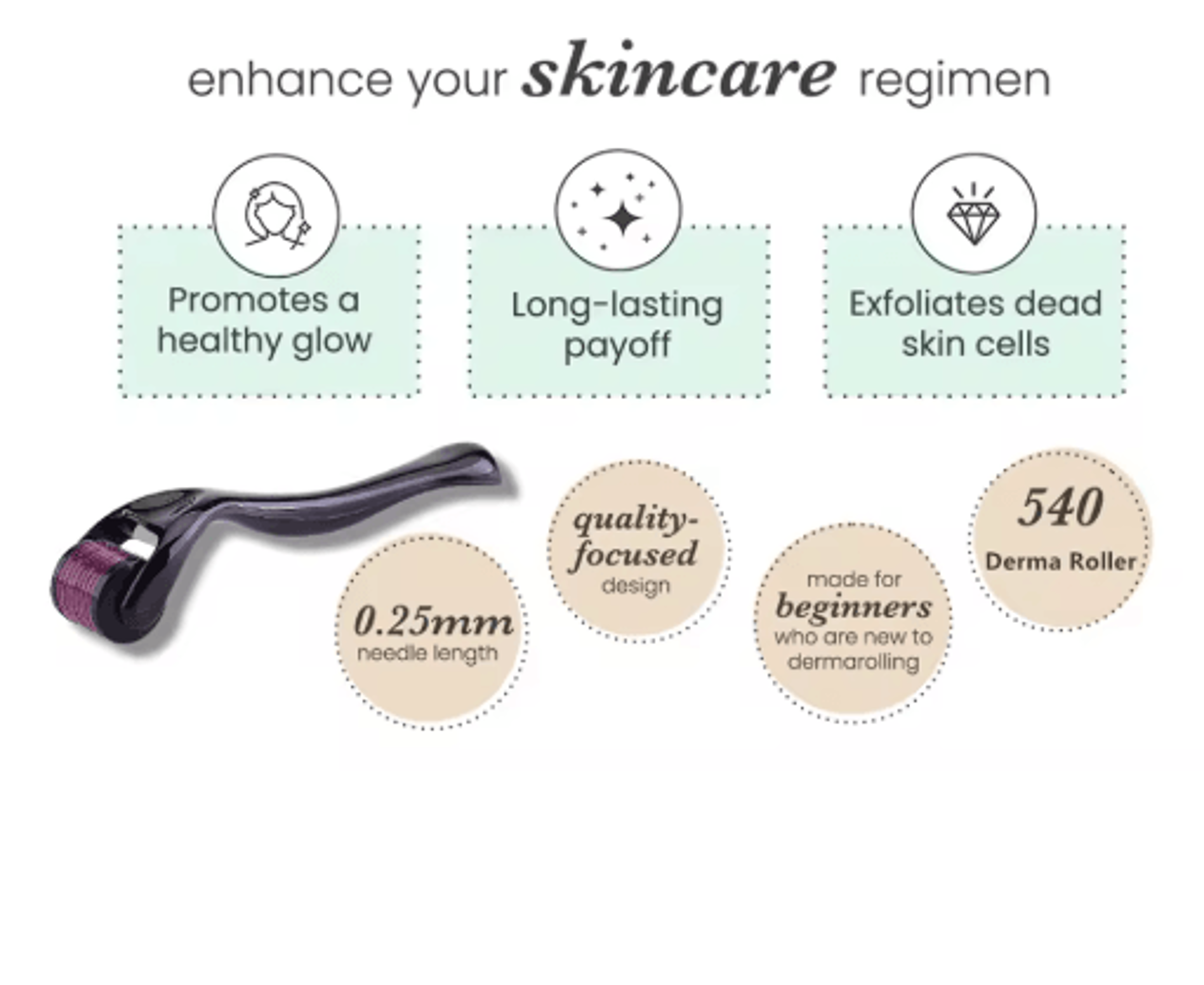 540 Titanium Derma Roller  Precision Microneedle Skin Care Tool For Face 18