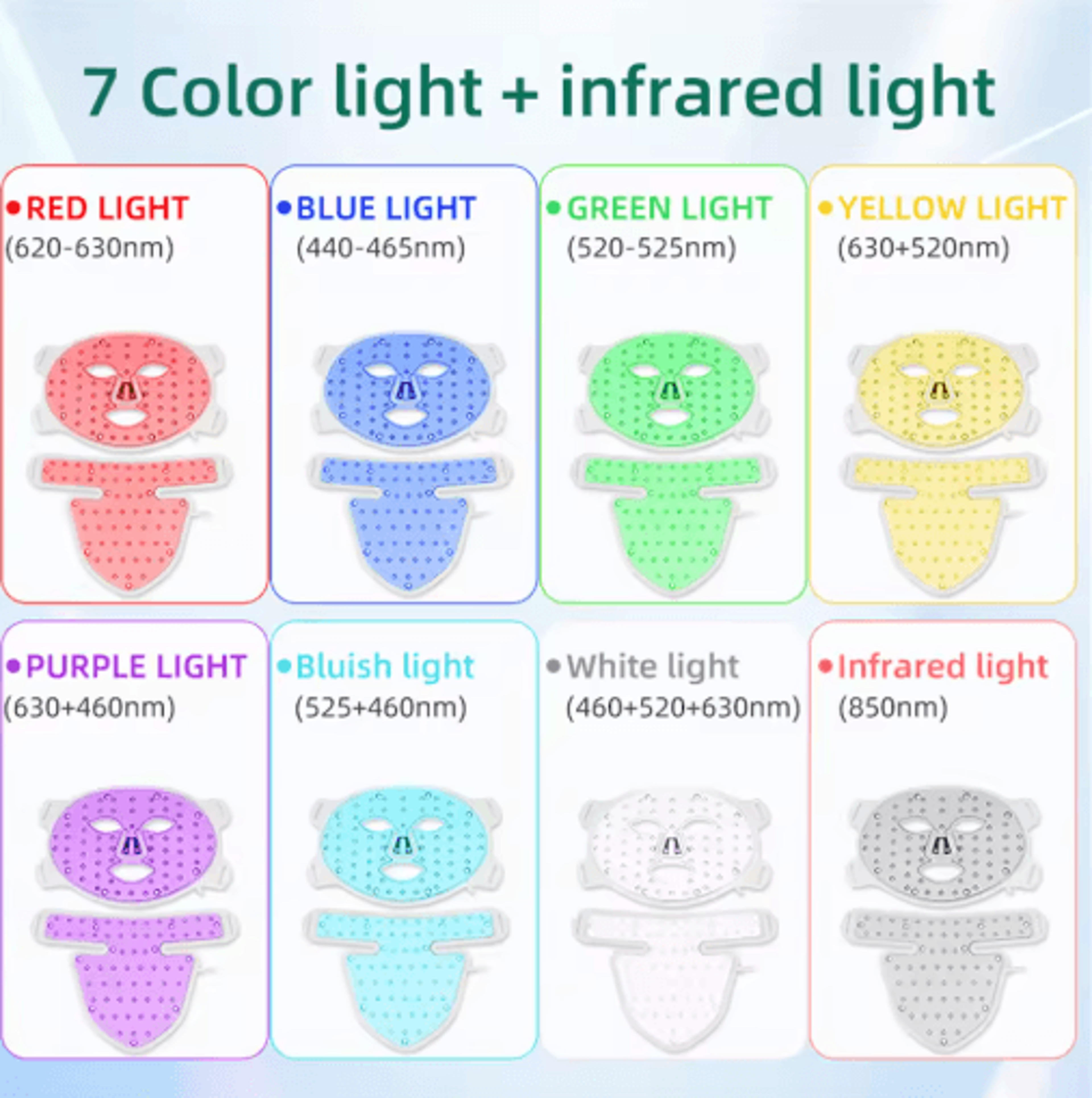 Silicone LED Facial Mask With Neck  8Color Light Therapy Mask For Home Skincare 10